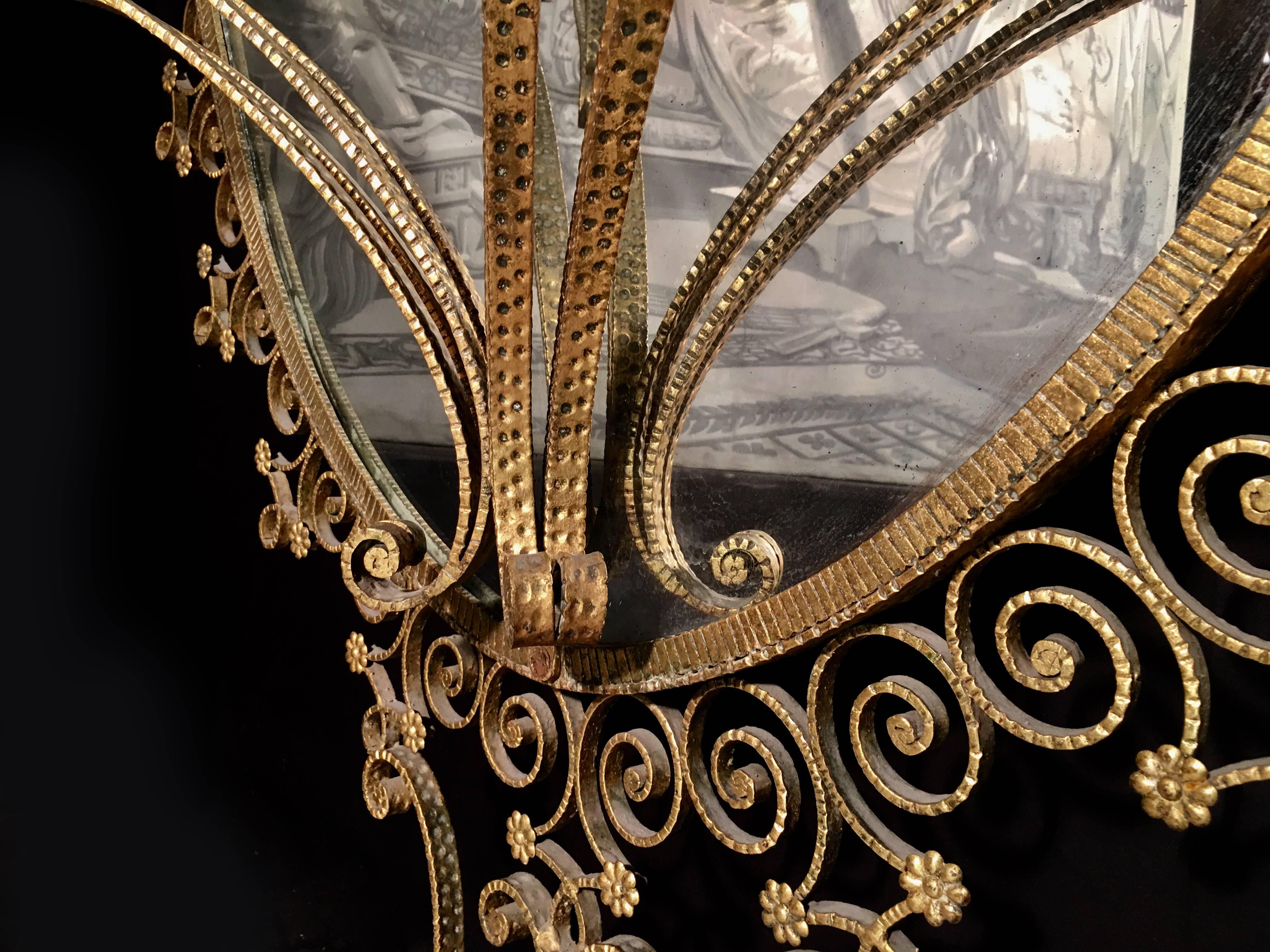 Consola y espejo italianos de metal dorado de Pier Luigi Colli, 1955 en venta 1