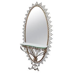 Consola y espejo italianos de metal dorado de Pier Luigi Colli, 1955