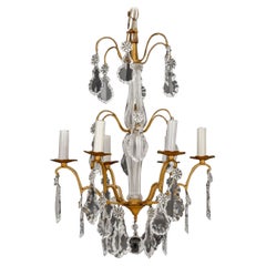 Italian Gilt Metal Cut Glass Six-Light Chandelier