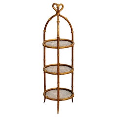 Italian Gilt Metal Faux Bamboo 3 Tier Stand