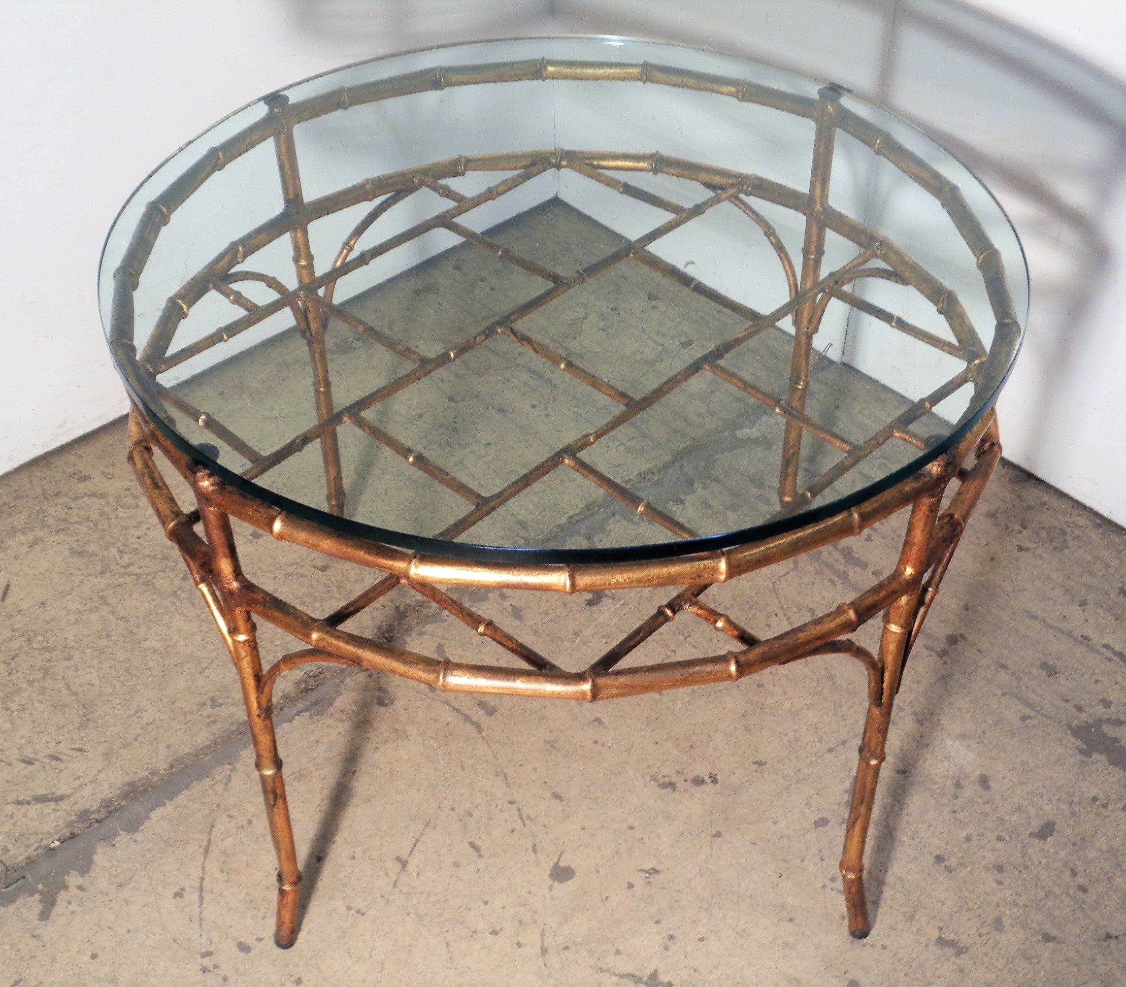 Italian Gilt Metal Faux Bamboo Table, Circa 1960 In Good Condition For Sale In Rochester, NY