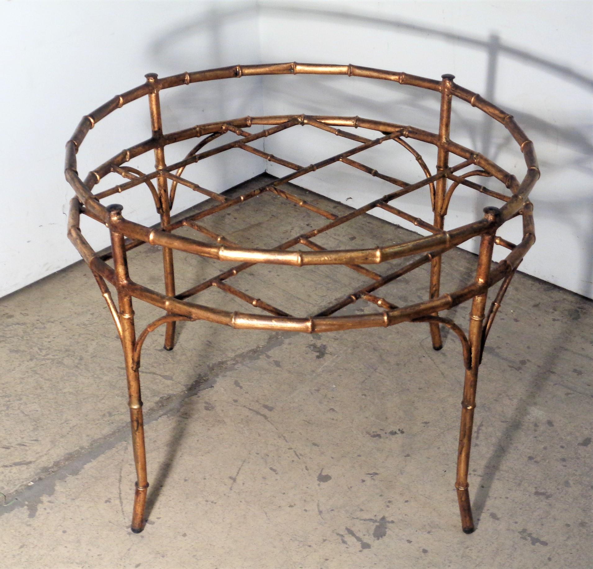 Italian Gilt Metal Faux Bamboo Table, Circa 1960 For Sale 2