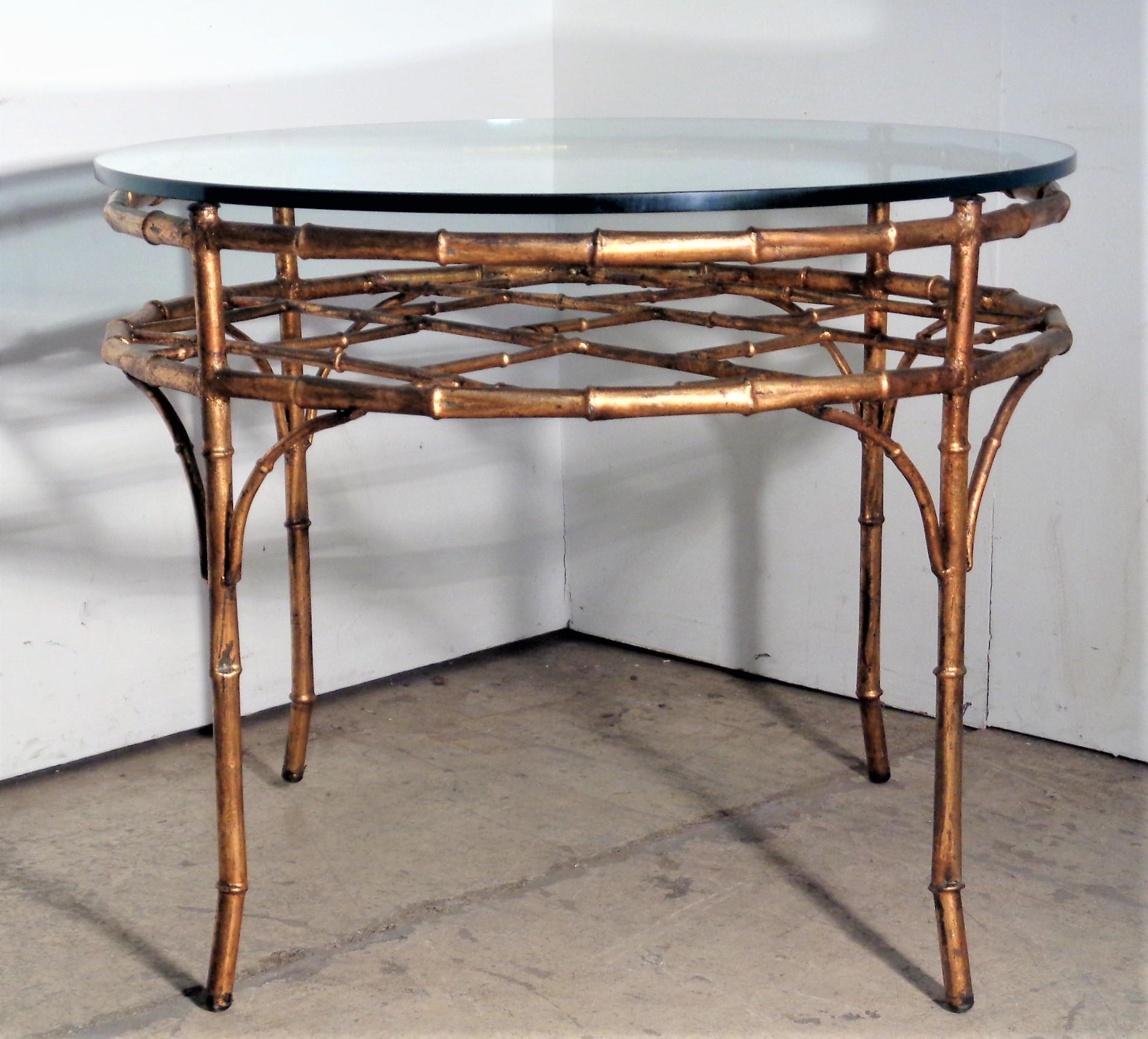 Italian Gilt Metal Faux Bamboo Table, Circa 1960 For Sale 6