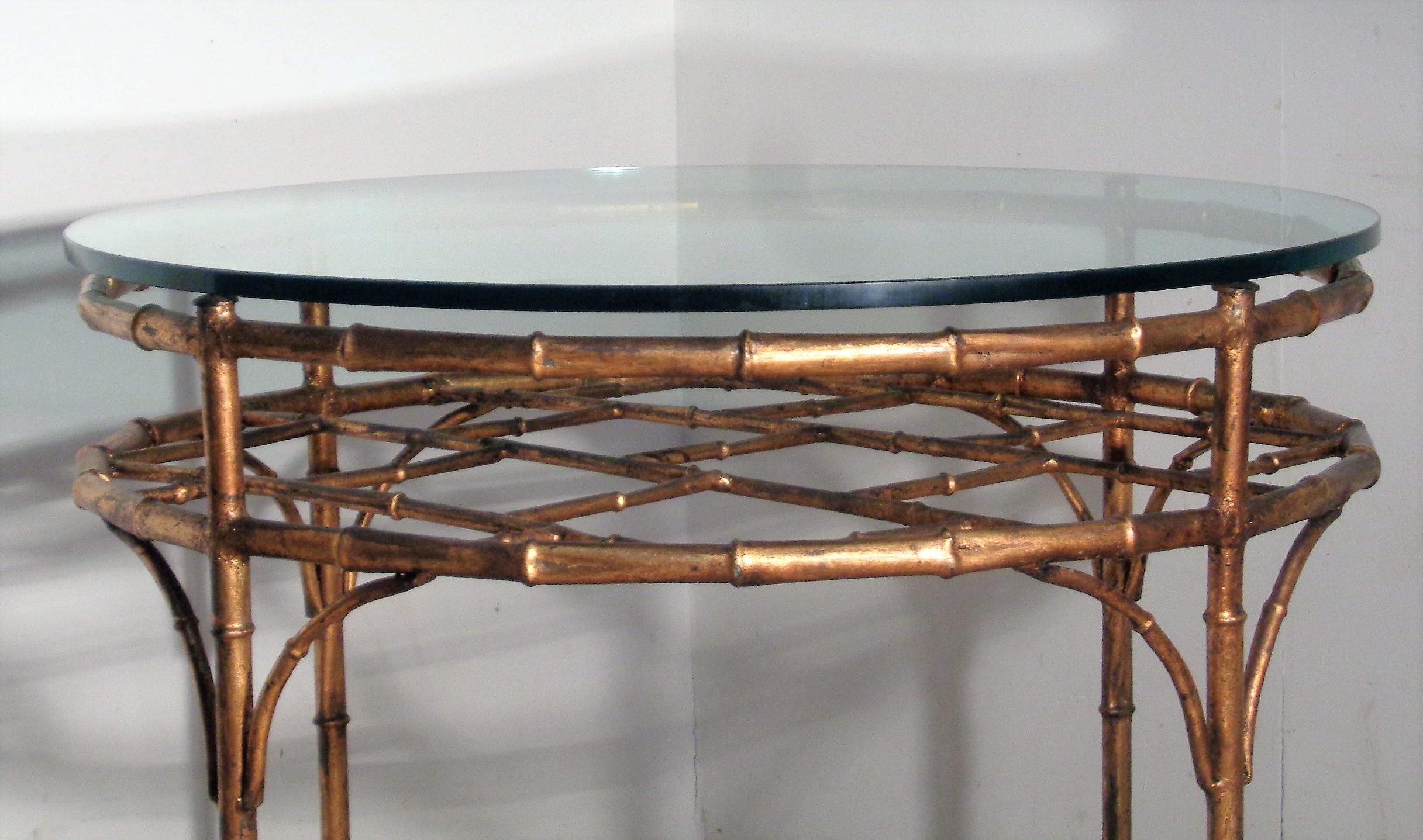 Italian Gilt Metal Faux Bamboo Table, Circa 1960 For Sale 7