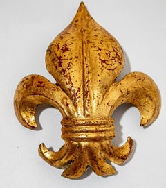 Italian Gilt Metal Fleur-De-Lys Murano Sconces by S. Salvadori a Pair C. 1960s