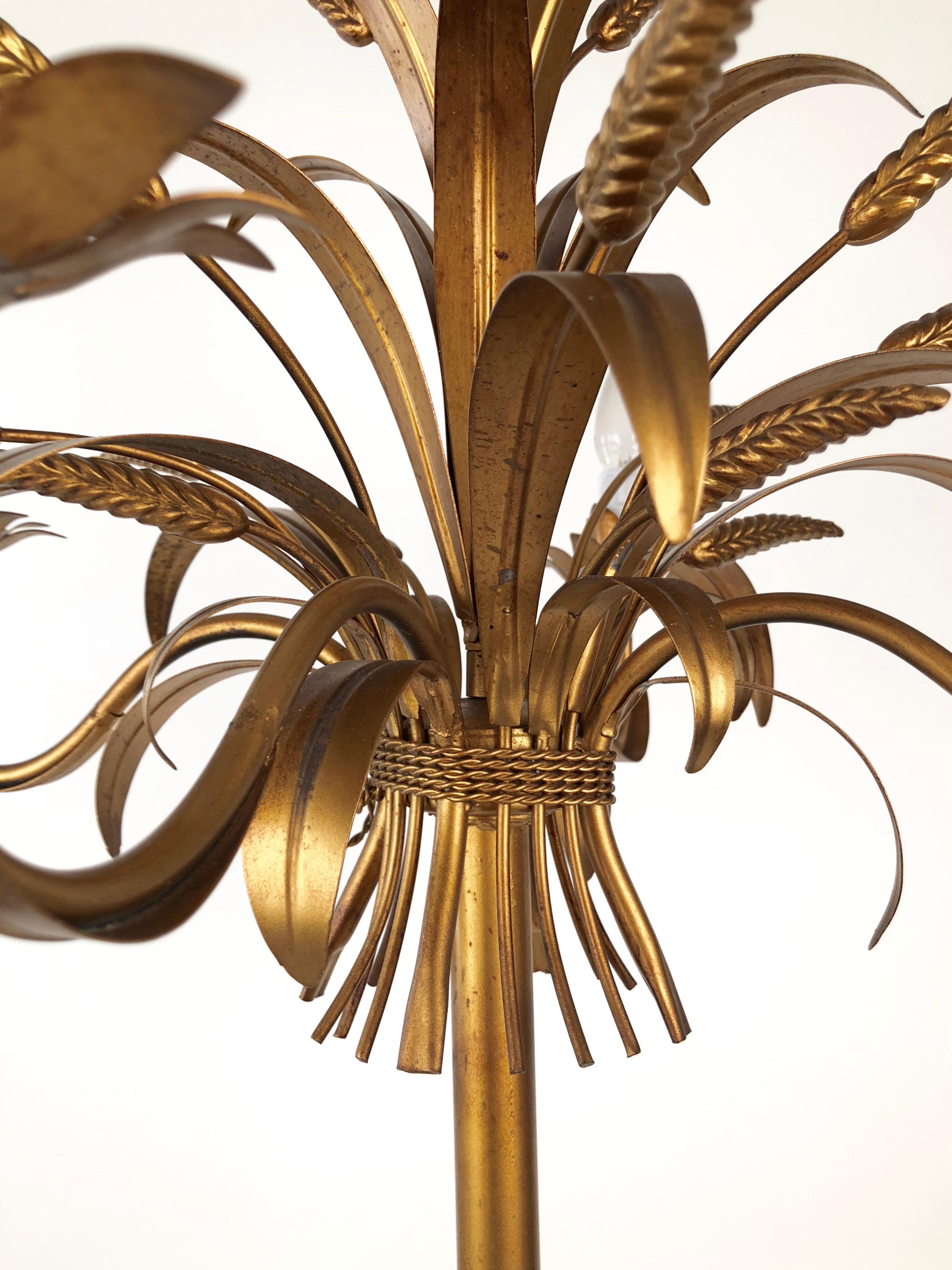 Italian, Gilt Metal,  Floor Lamp with Sheaf of Wheat Motive, 1960s, Candelabra For Sale 4