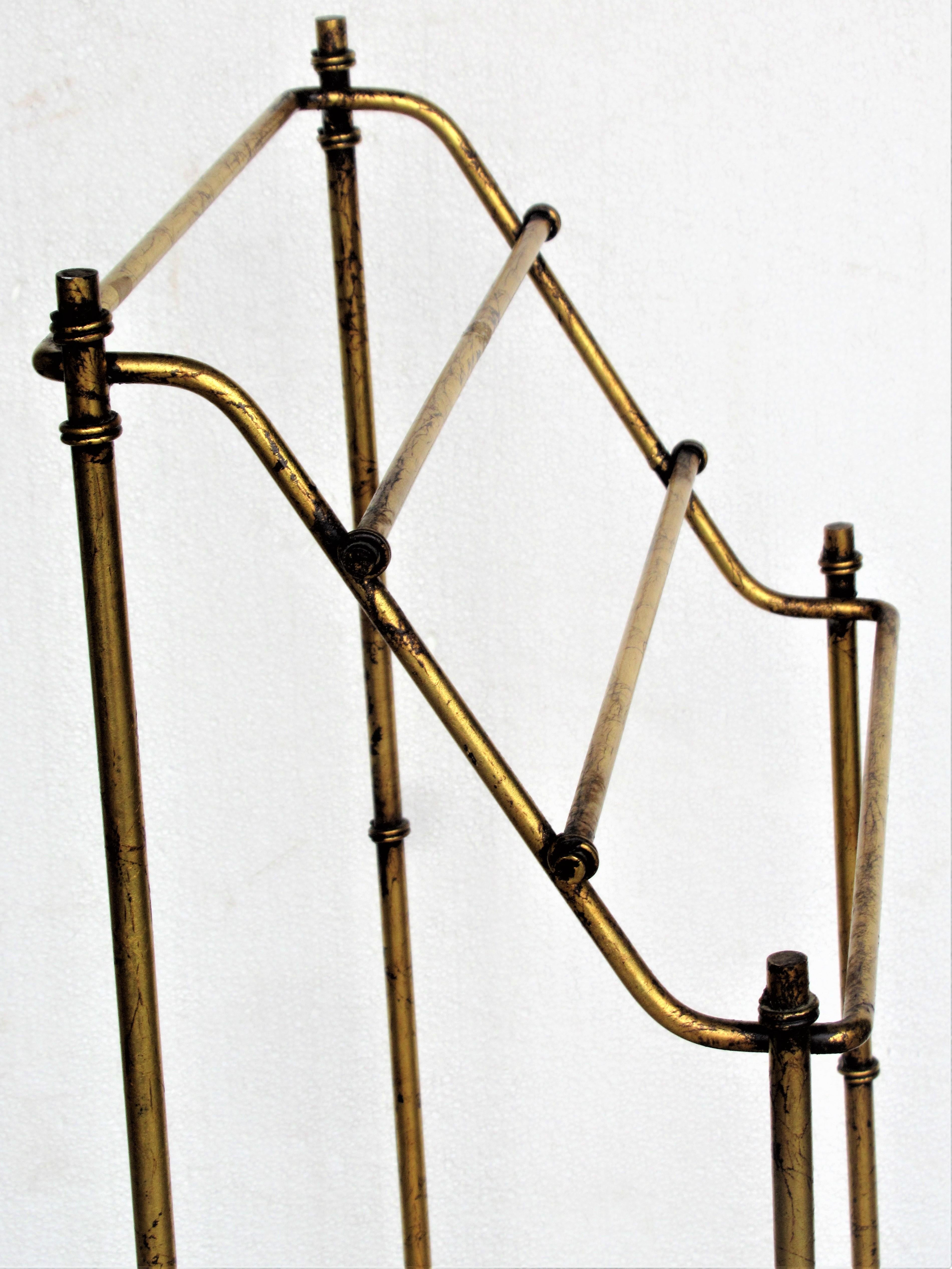 Hollywood Regency Italian Gilt Metal Free Standing Towel Rack