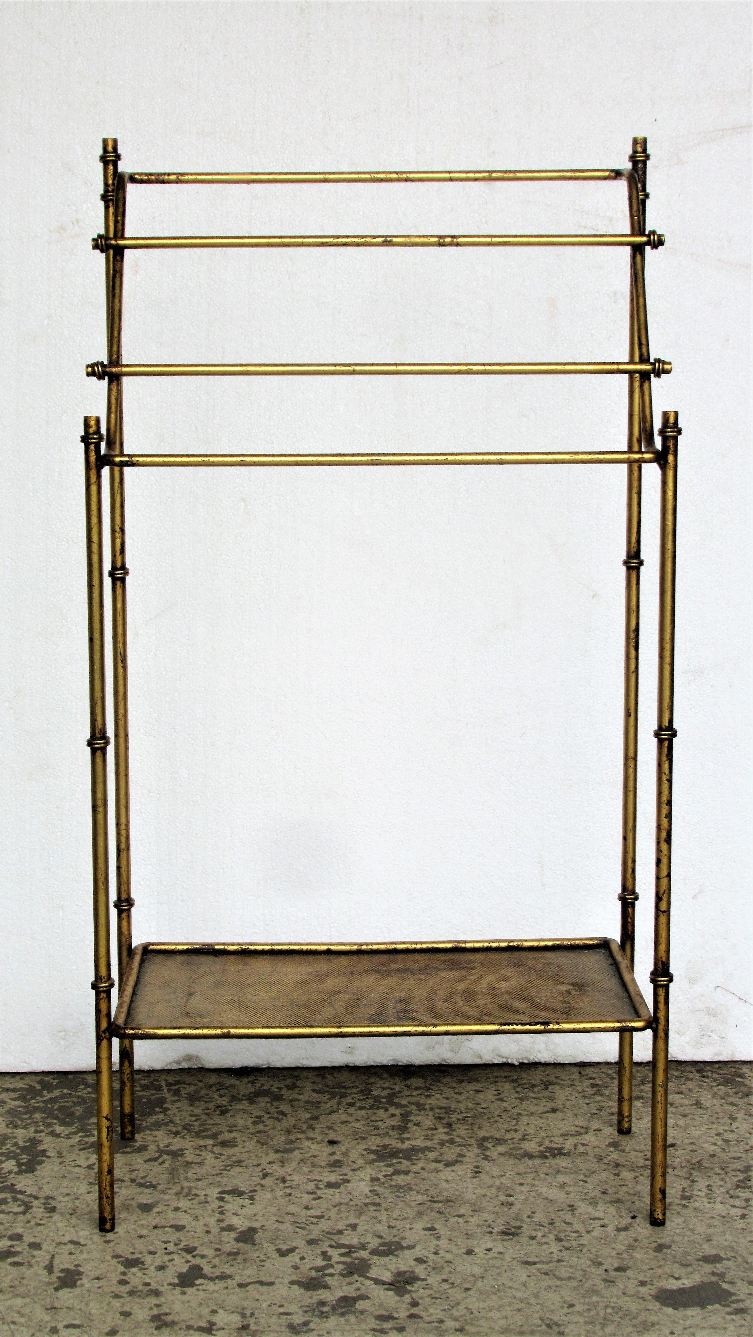 Italian Gilt Metal Free Standing Towel Rack In Good Condition In Rochester, NY
