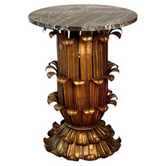 Italian Gilt Metal Hollywood Regency Side, Drinks Table with Marble Top