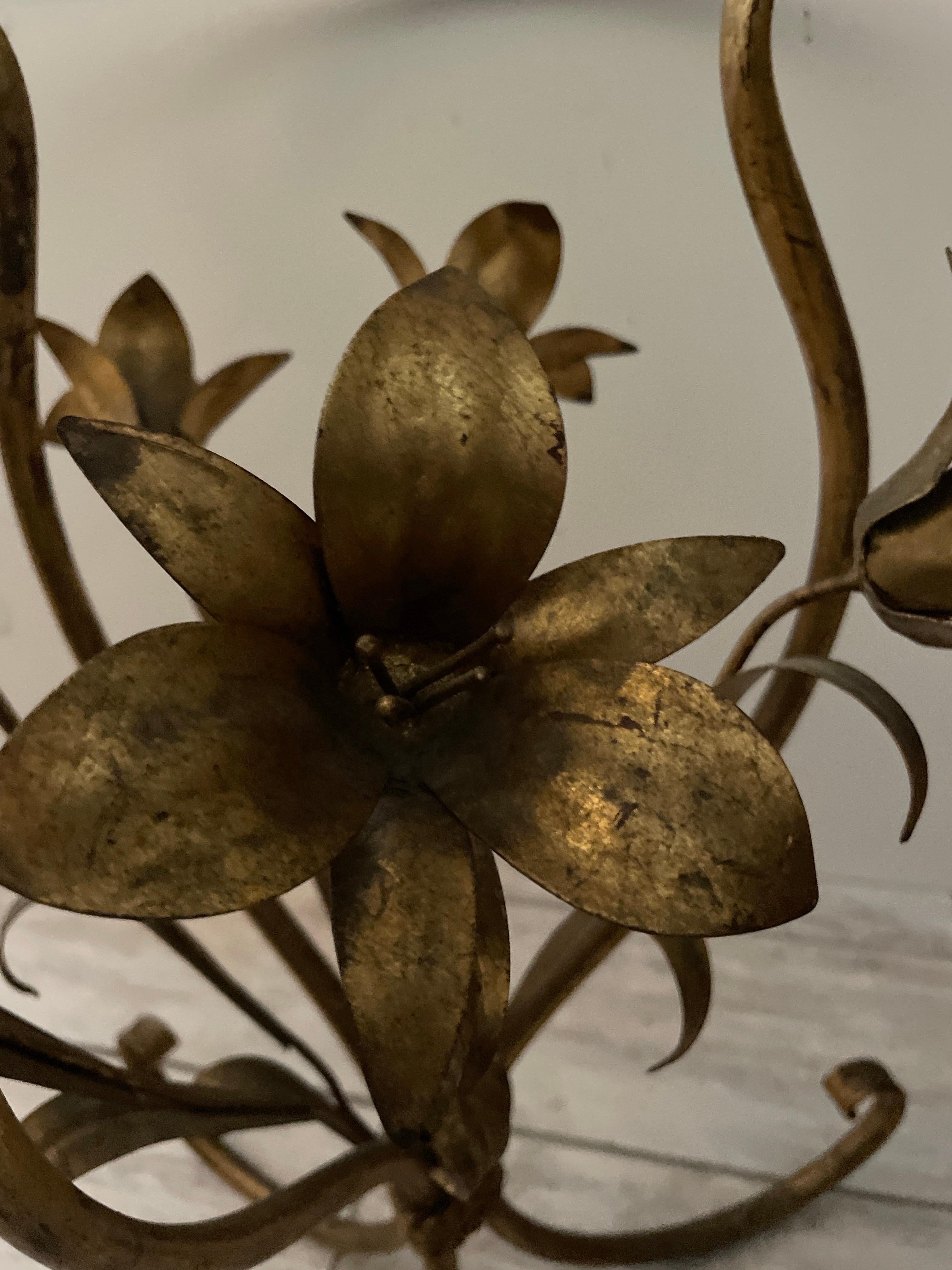 20th Century Italian Gilt Metal Lily Side Table For Sale