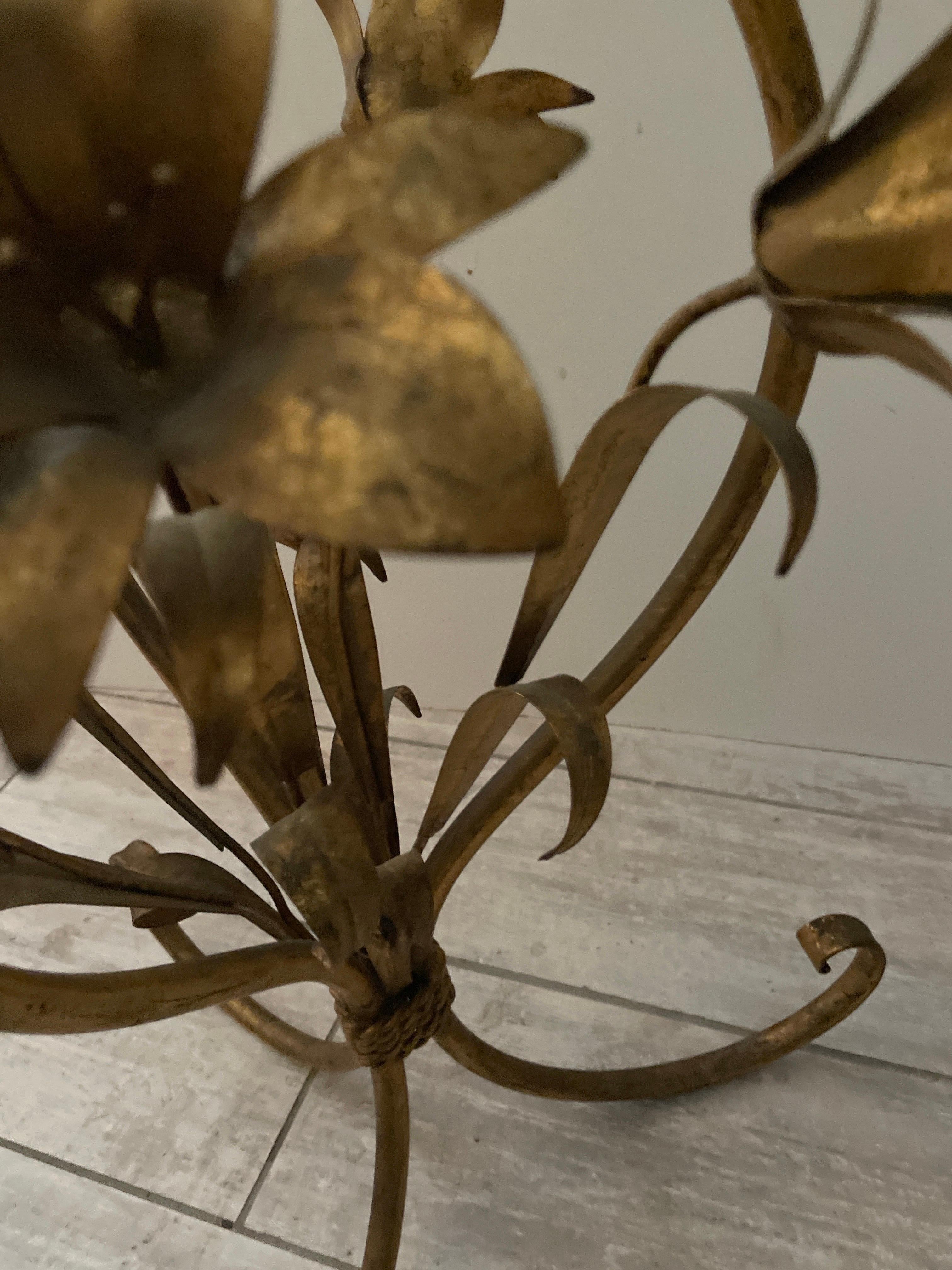Italian Gilt Metal Lily Side Table For Sale 2
