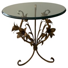 Vintage Italian Gilt Metal Lily Side Table