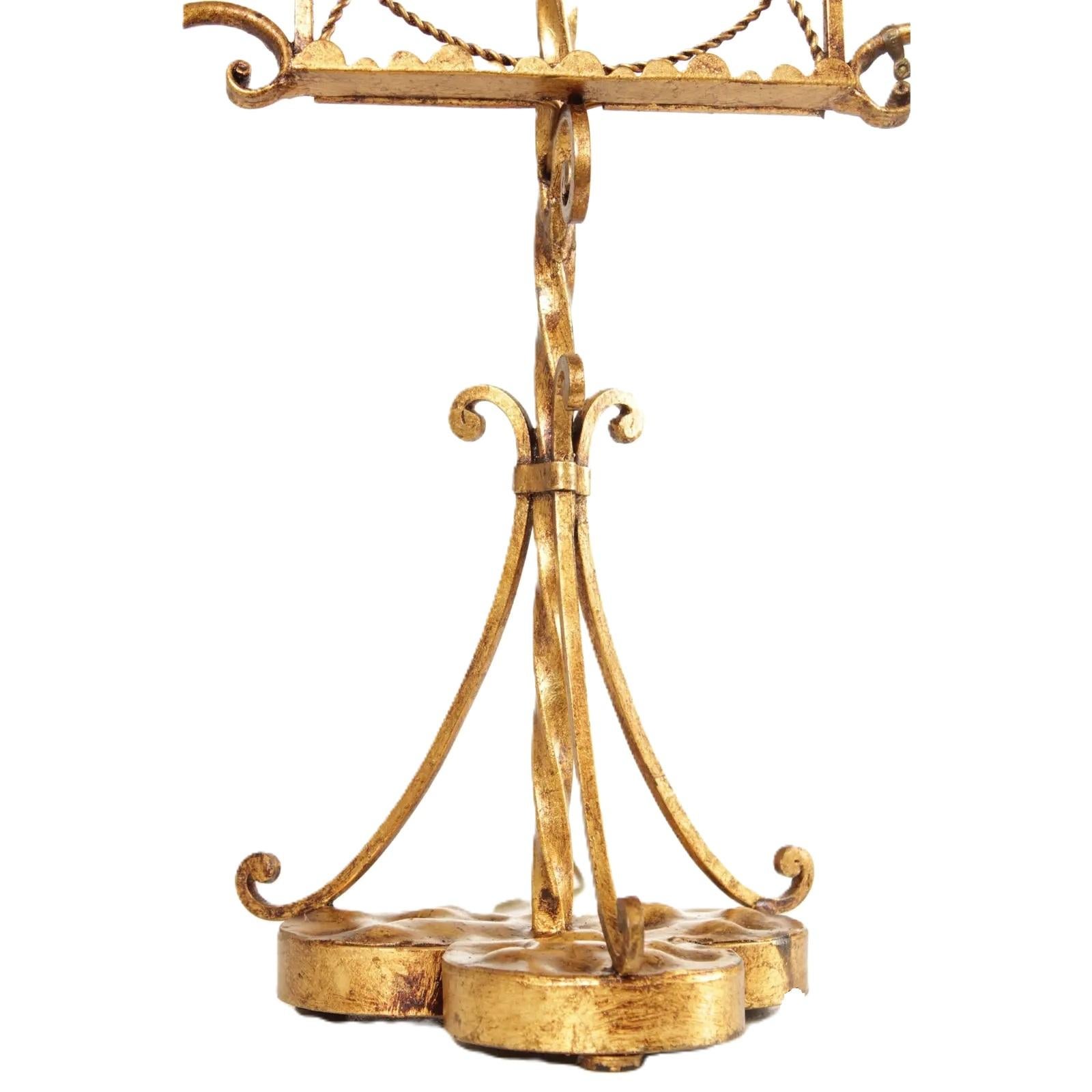Wrought Iron Italian Gilt Metal Music Stand For Sale