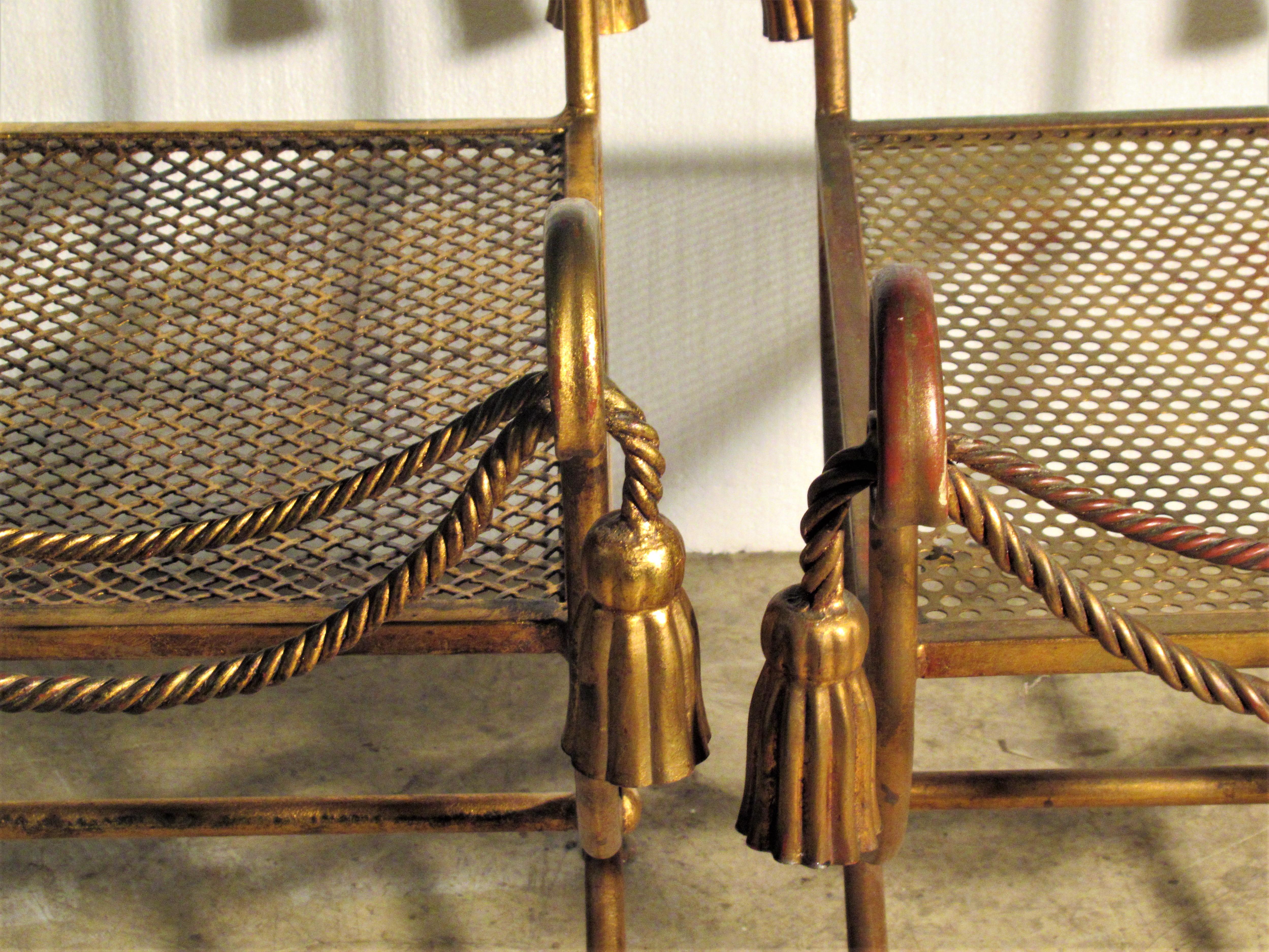 Italian Gilt Metal Rope and Tassel Benches 5