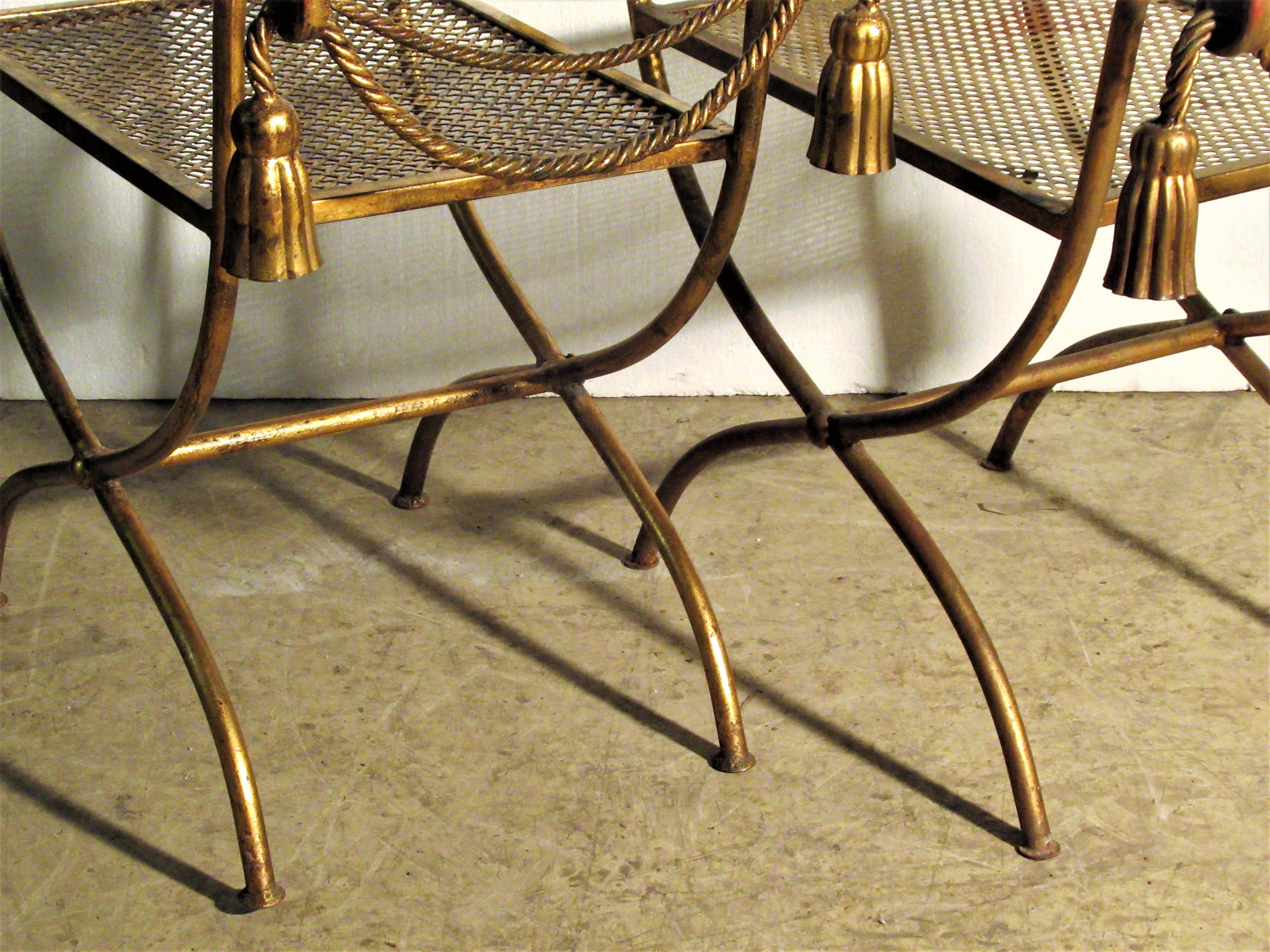 Italian Gilt Metal Rope and Tassel Benches 7