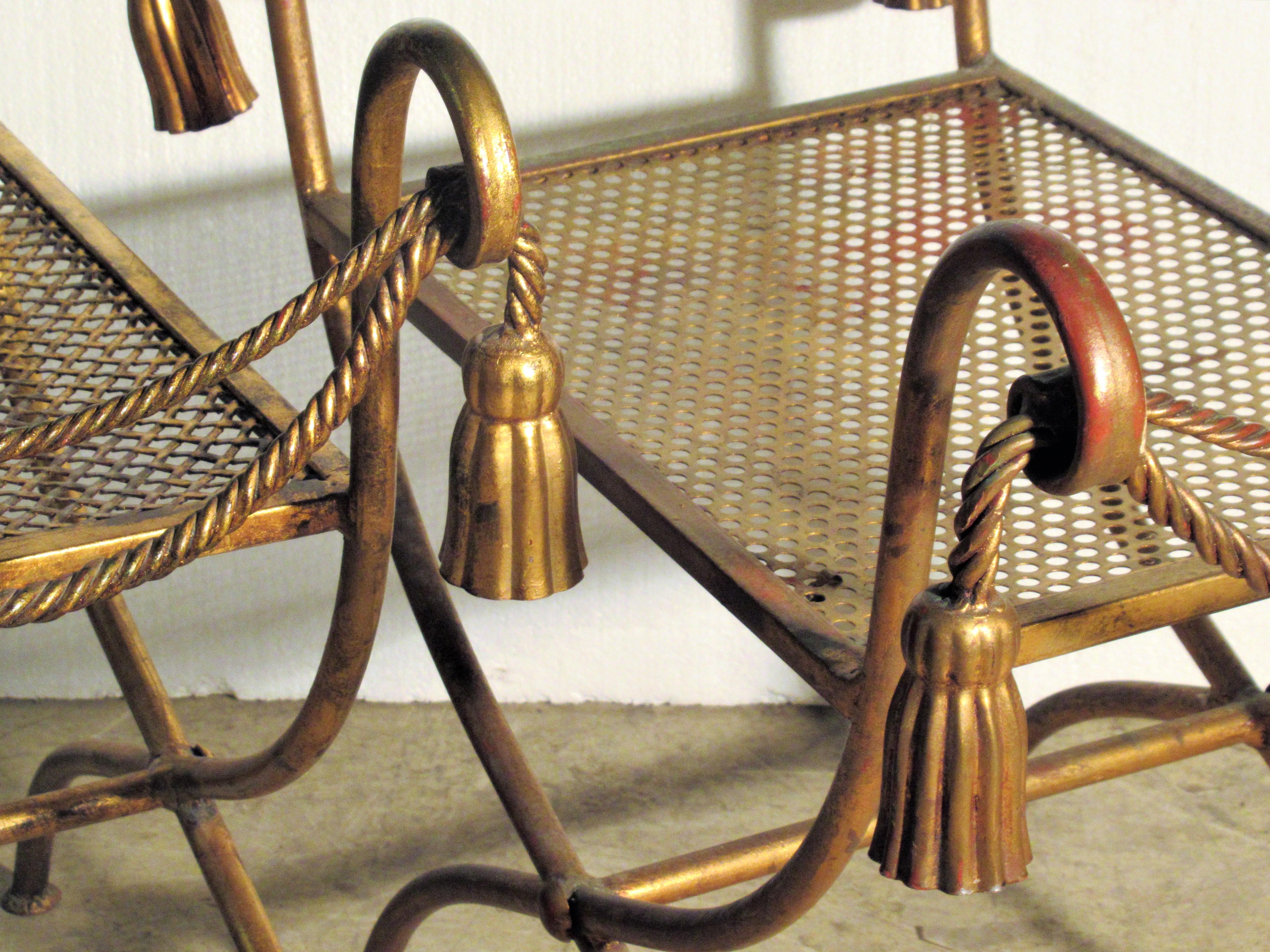 Italian Gilt Metal Rope and Tassel Benches 8
