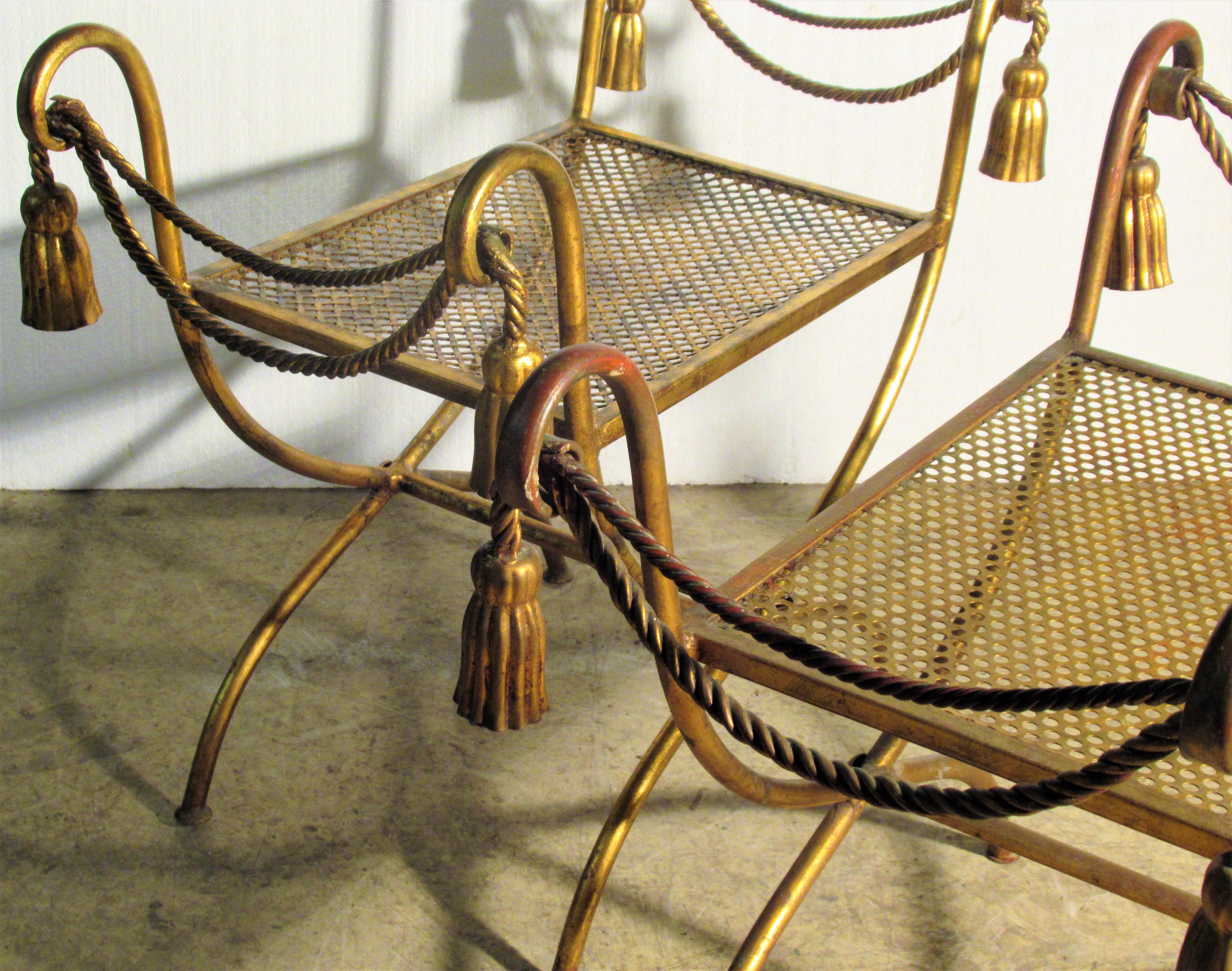 Italian Gilt Metal Rope and Tassel Benches 10
