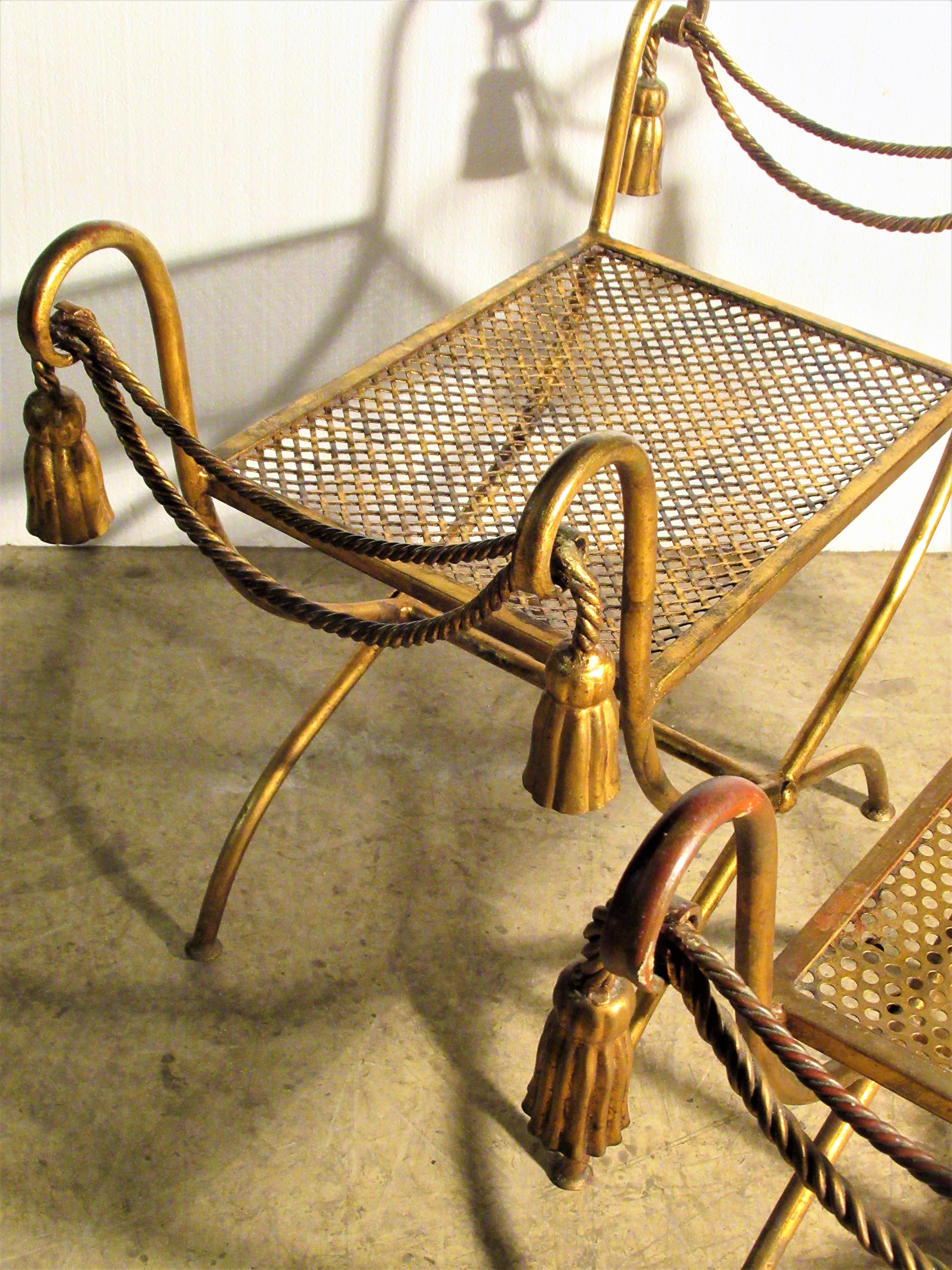 Italian Gilt Metal Rope and Tassel Benches 11