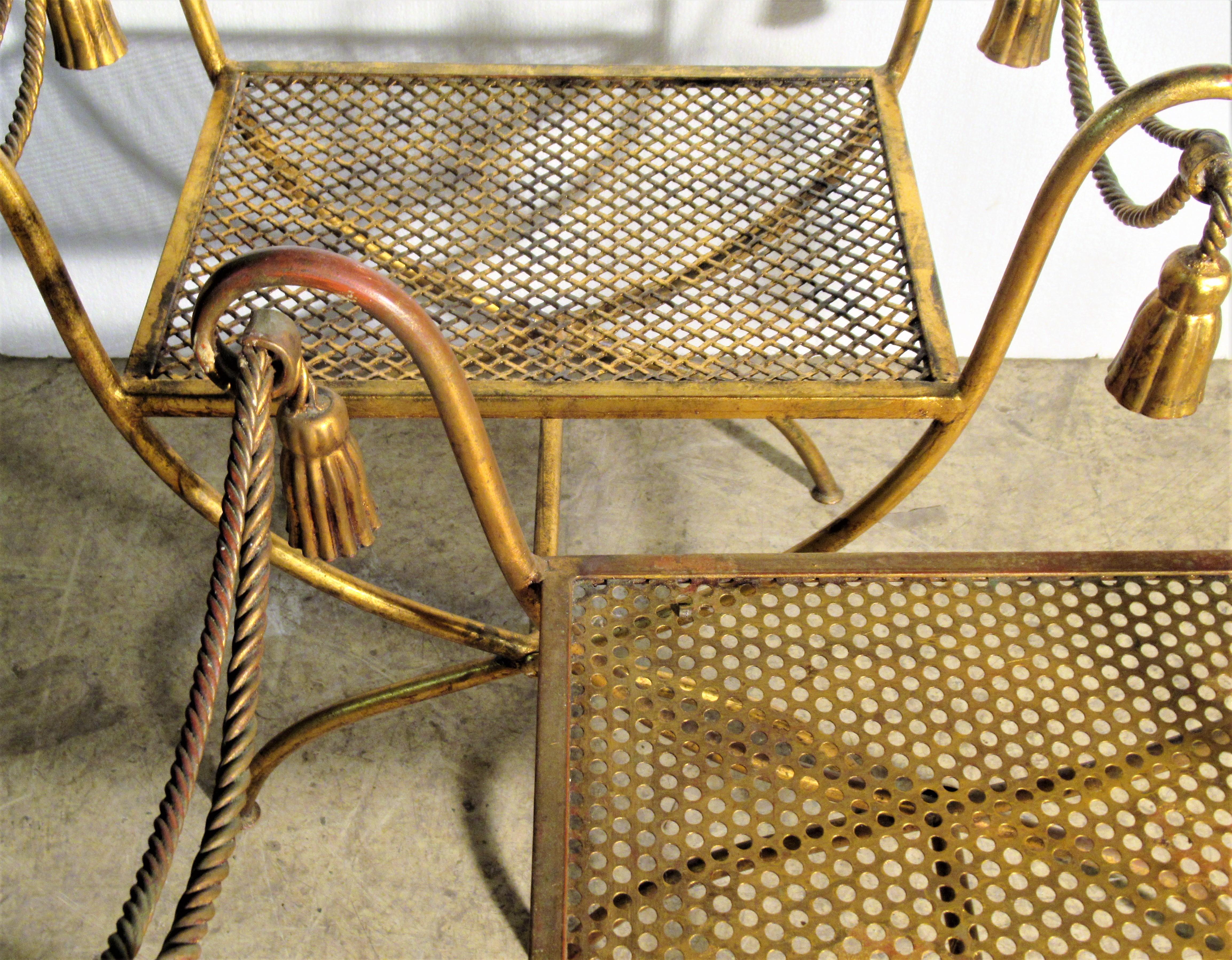 Italian Gilt Metal Rope and Tassel Benches 12