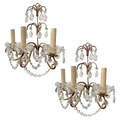 Vintage Italian Gilt Metal Sconces Set of Three