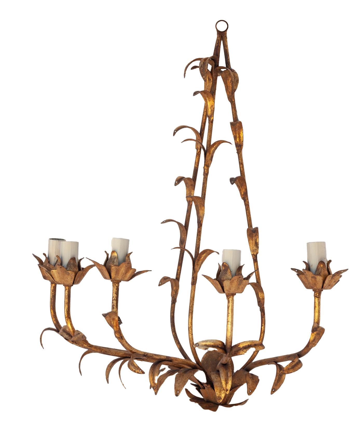 Italian Gilt Metal Wall Sconces /Five Lights. In Good Condition In Malibu, CA