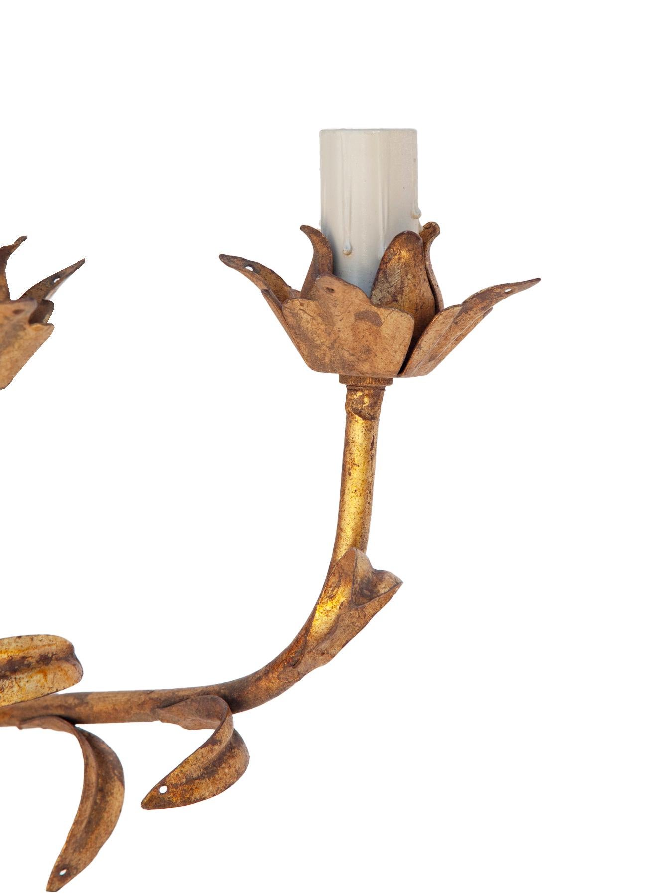 20th Century Italian Gilt Metal Wall Sconces /Five Lights.