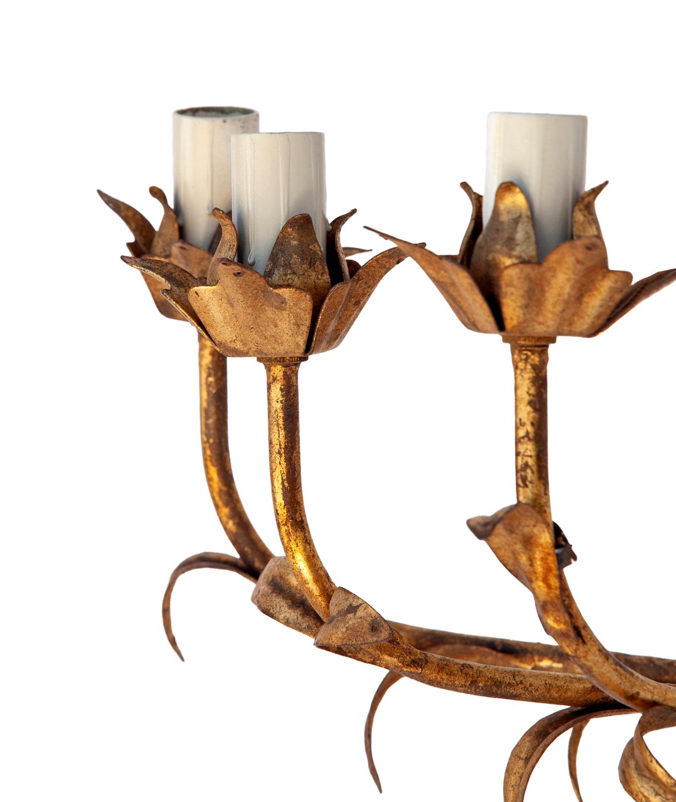 Italian Gilt Metal Wall Sconces /Five Lights. 1