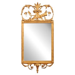 Italian Gilt Mirror w/ Ornately Carved Crest