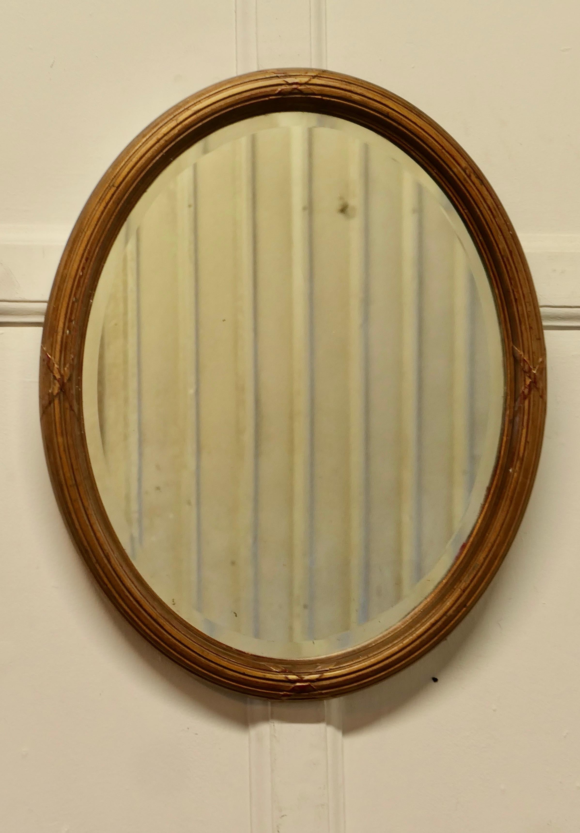 Art Nouveau Italian Gilt Oval Mirror   