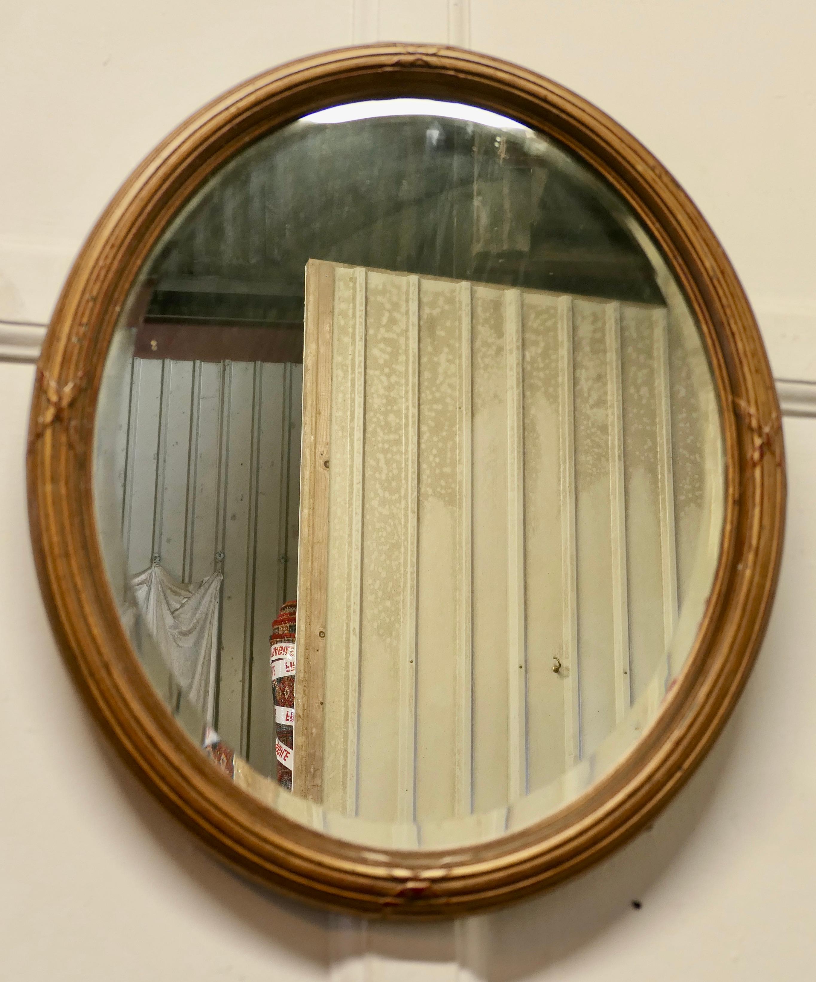 Late 19th Century Italian Gilt Oval Mirror   