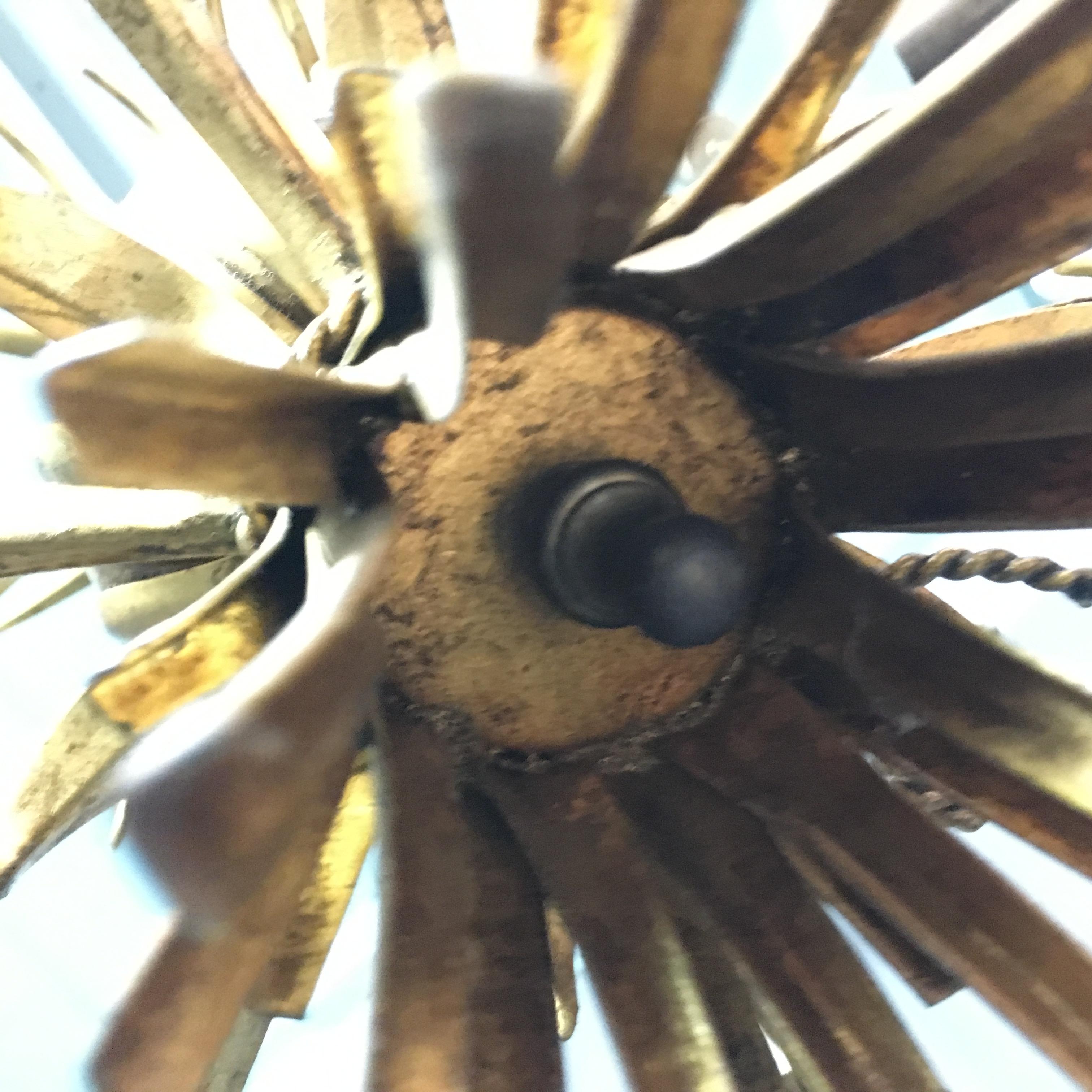 Italian Gilt Pineapple Tole Chandelier, circa 1950s 9
