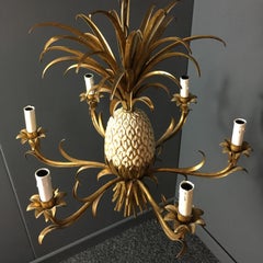 Italian Gilt Pineapple Tole Chandelier, circa 1950s
