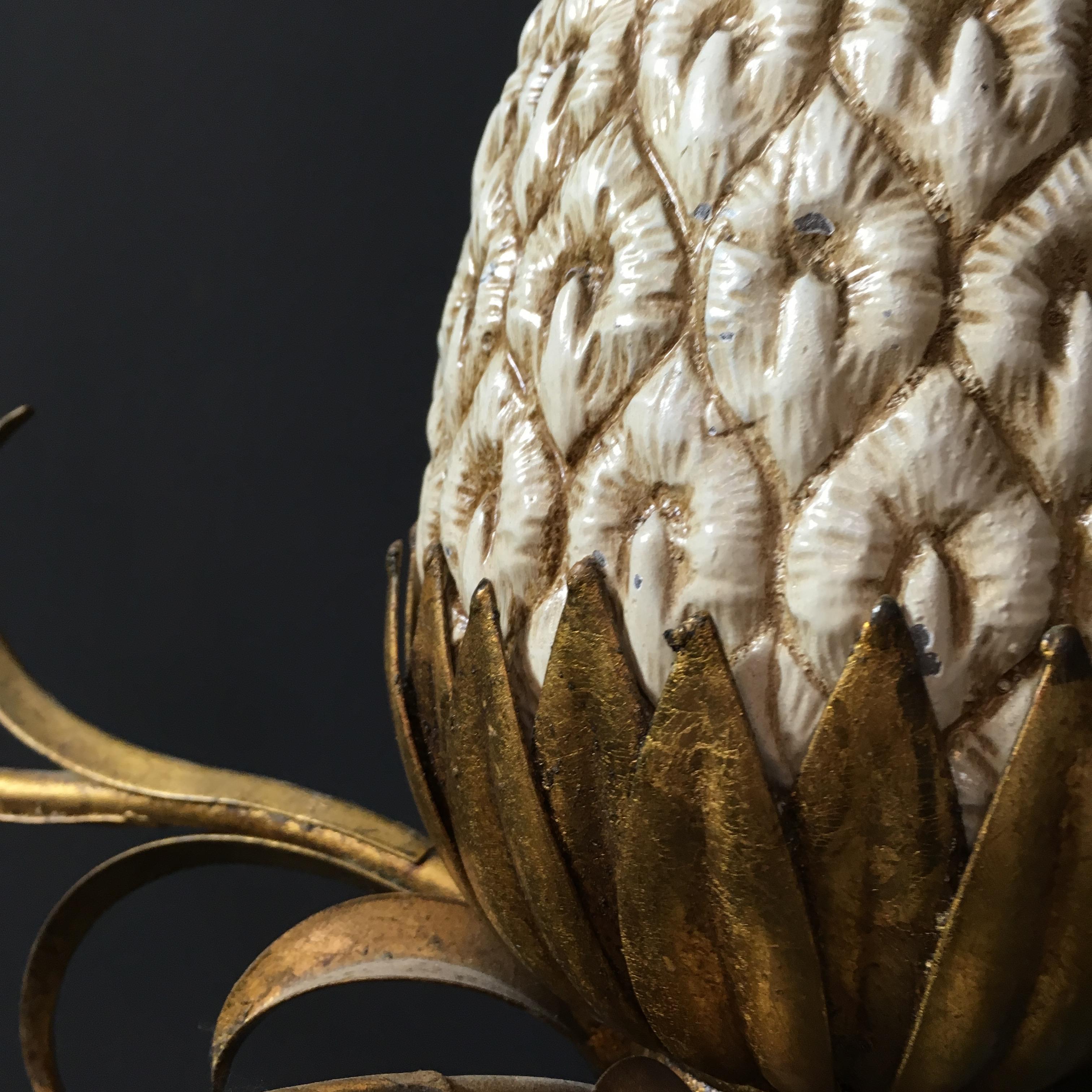 Italian Gilt Pineapple Tole Chandelier, circa 1950s 2