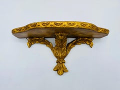 Italian Gilt Plaster Scalloped Wall Shelf, 1960s