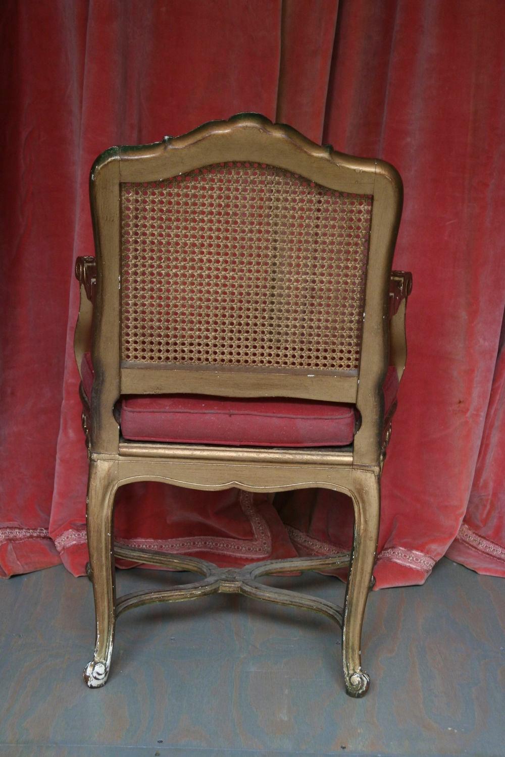 Upholstery Italian Gilt Rococo Style Armchair For Sale
