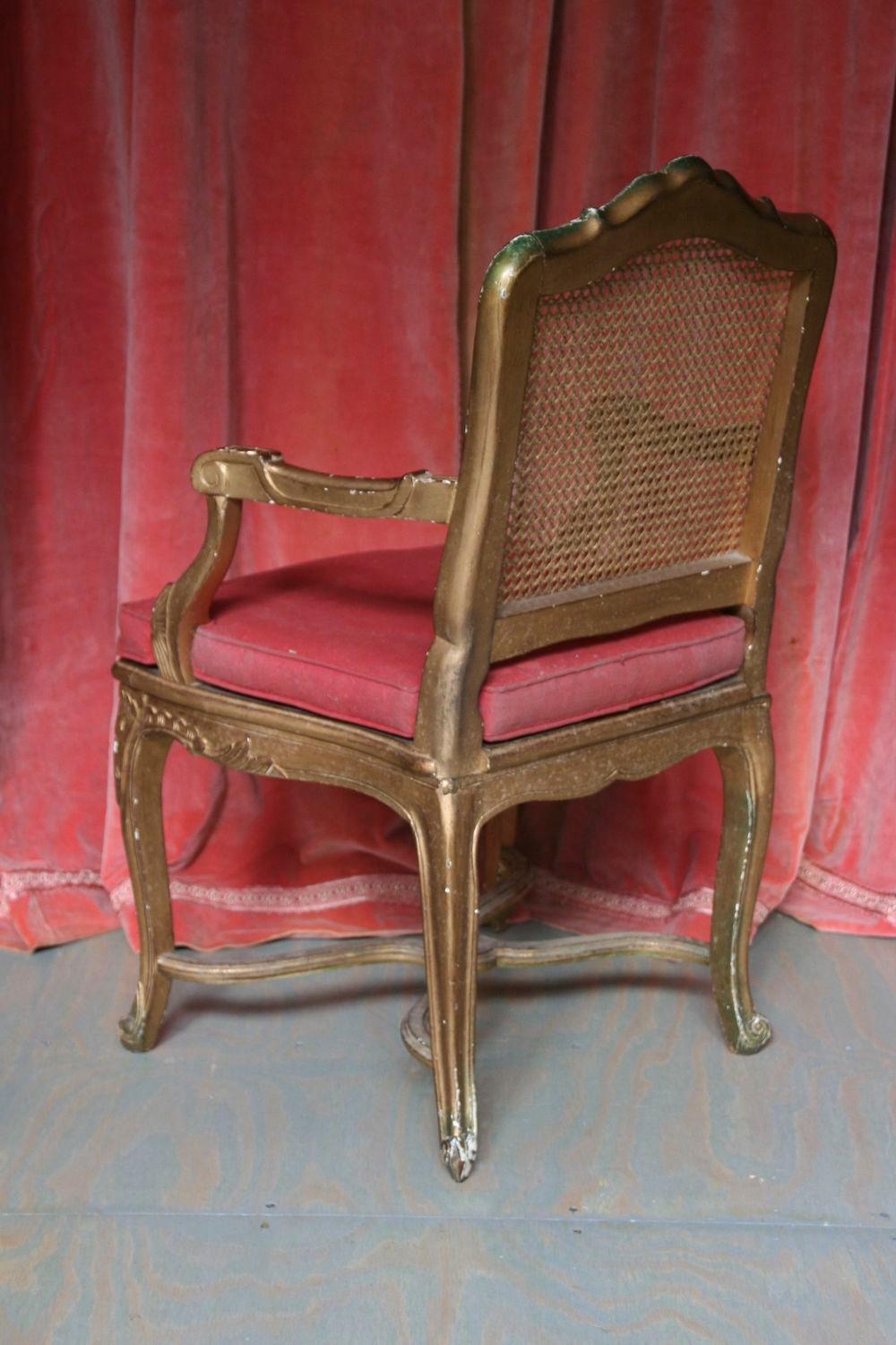 Italian Gilt Rococo Style Armchair For Sale 1