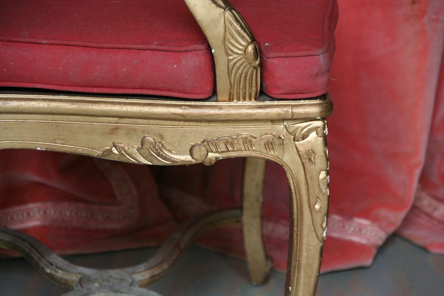Italian Gilt Rococo Style Armchair For Sale 3