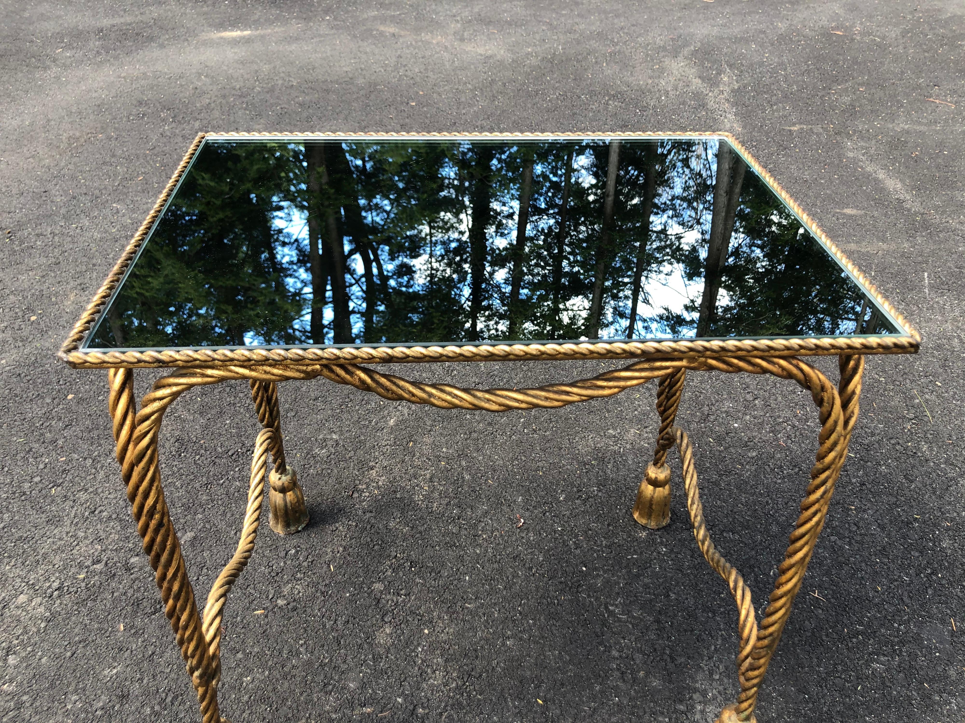 Italian Gilt Rope Design Table with Mirror Top 5