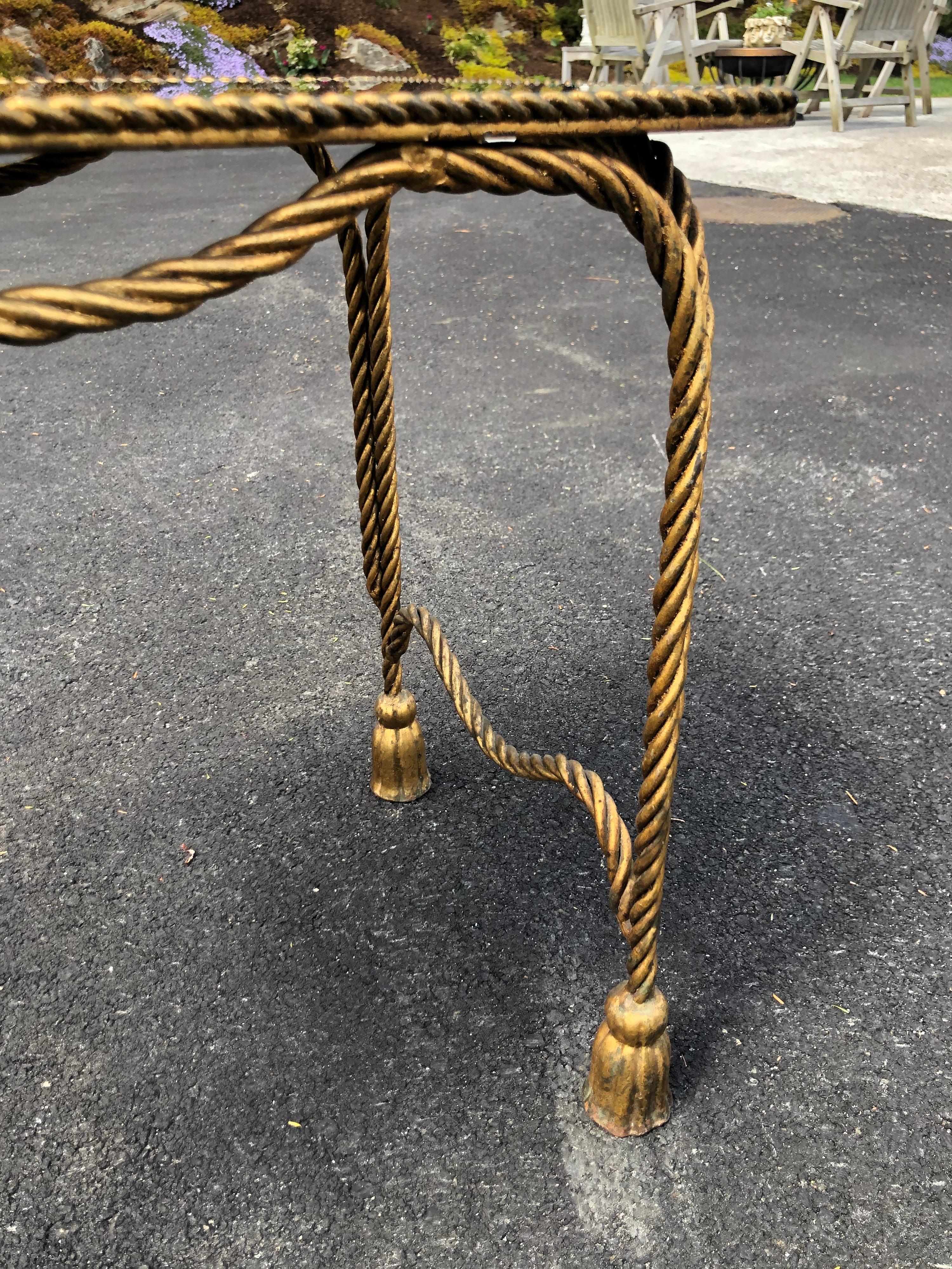 Italian Gilt Rope Design Table with Mirror Top 6