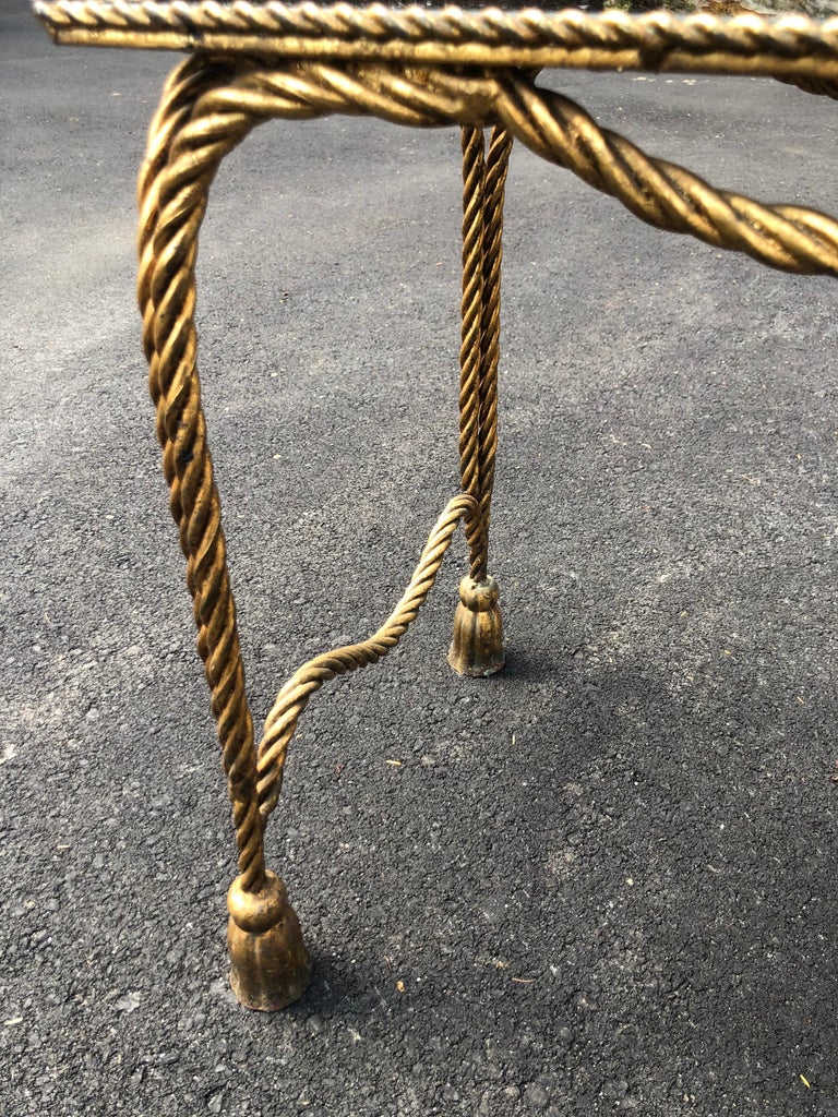 Italian Gilt Rope Design Table with Mirror Top For Sale at 1stDibs