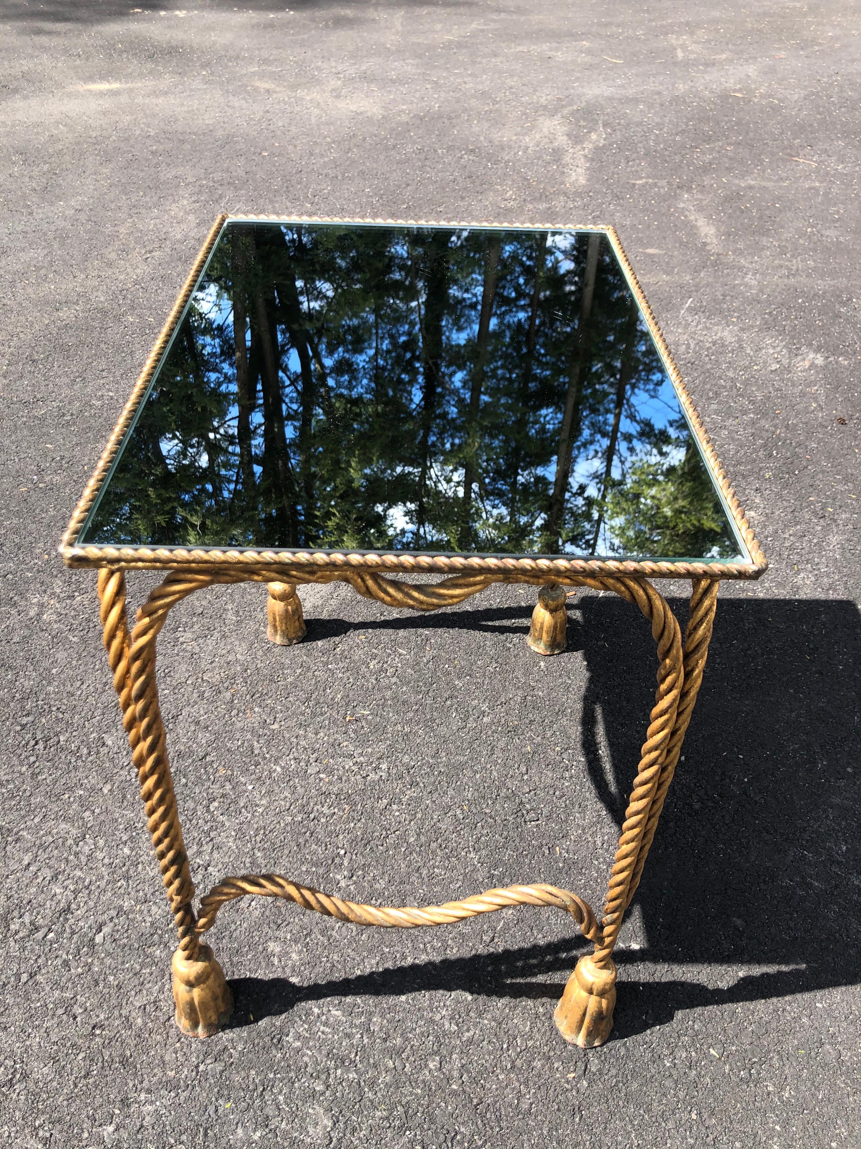 Italian Gilt Rope Design Table with Mirror Top 8