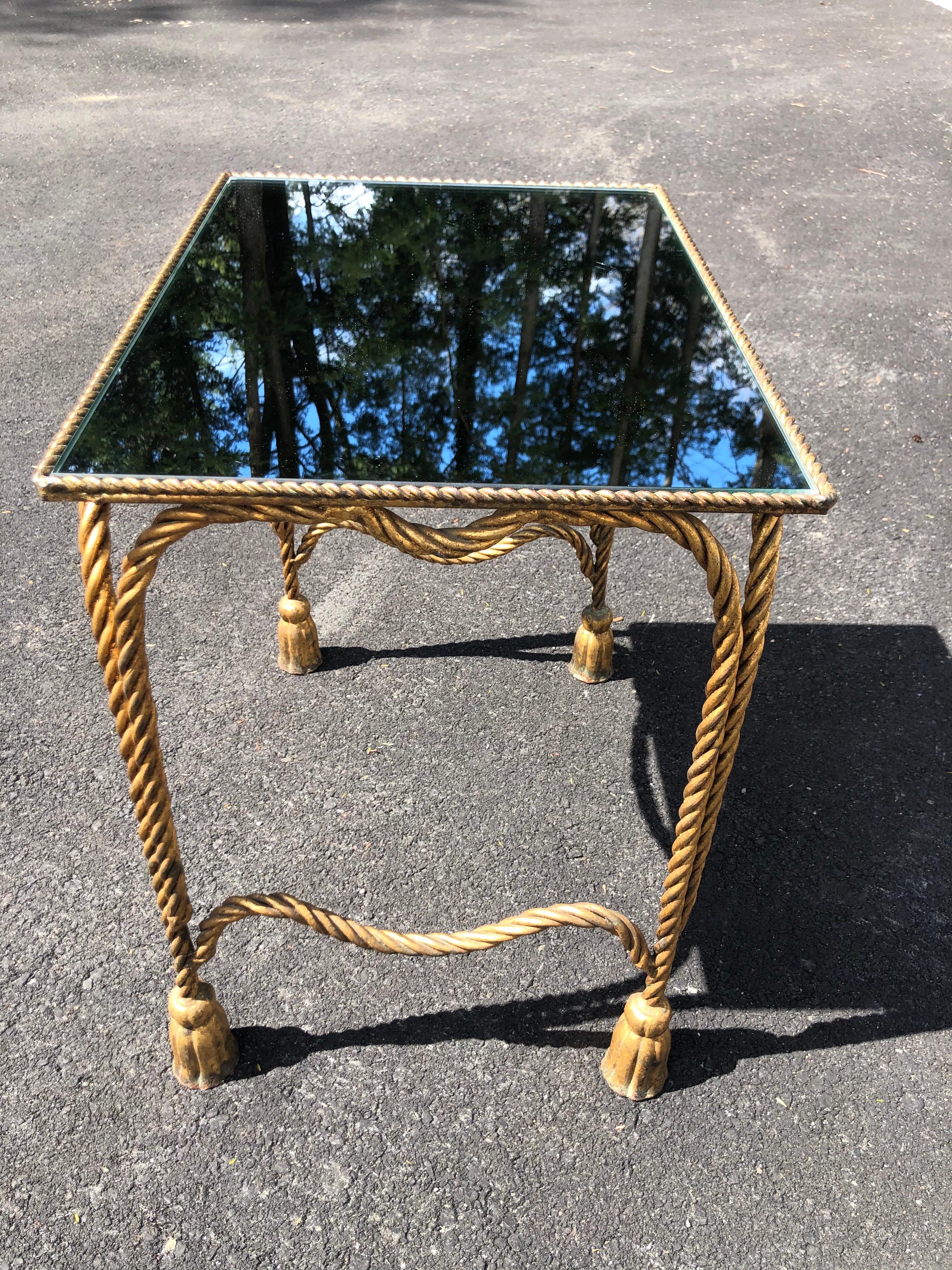 Italian Gilt Rope Design Table with Mirror Top 11