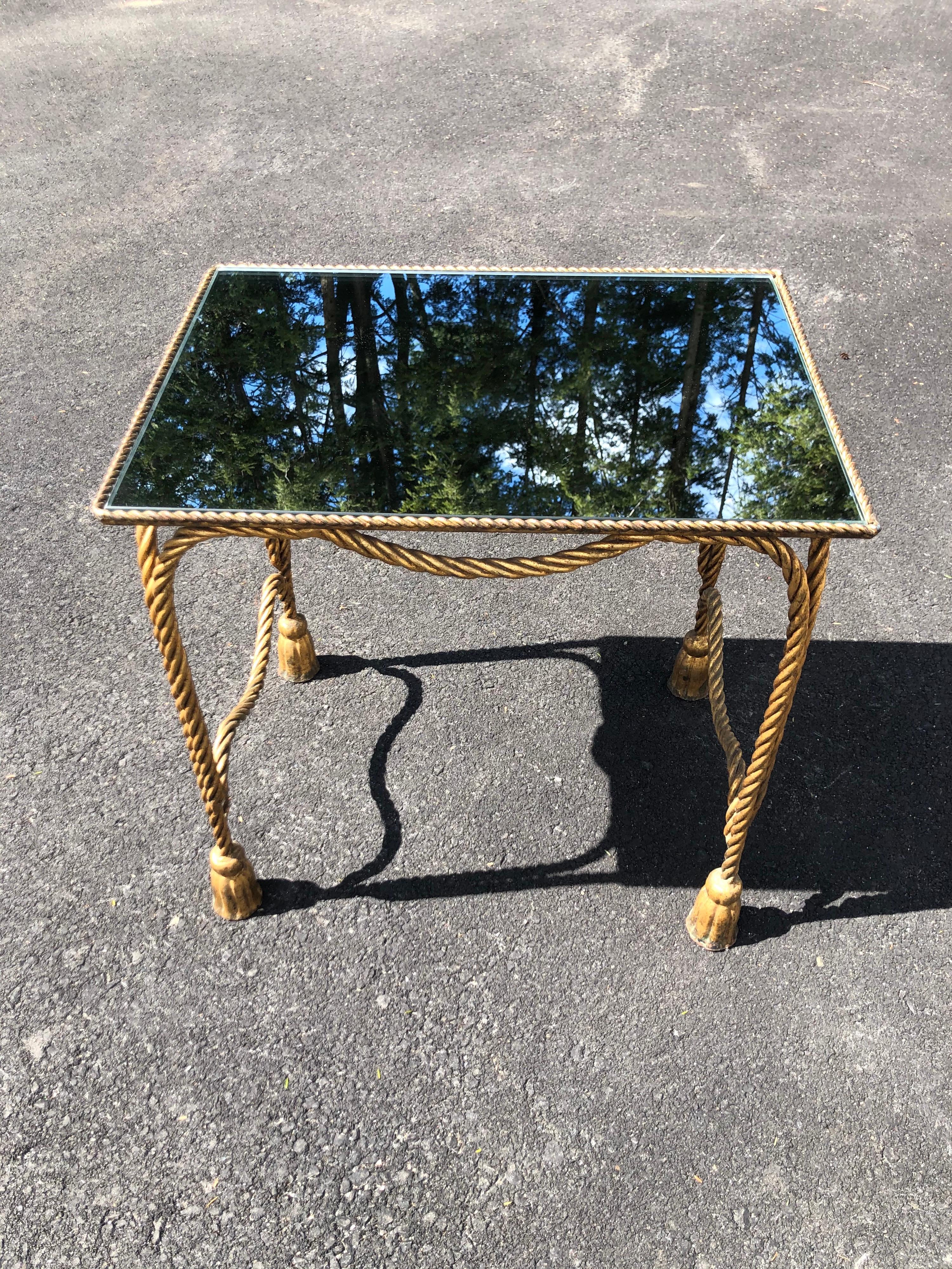 Italian Gilt Rope Design Table with Mirror Top 12