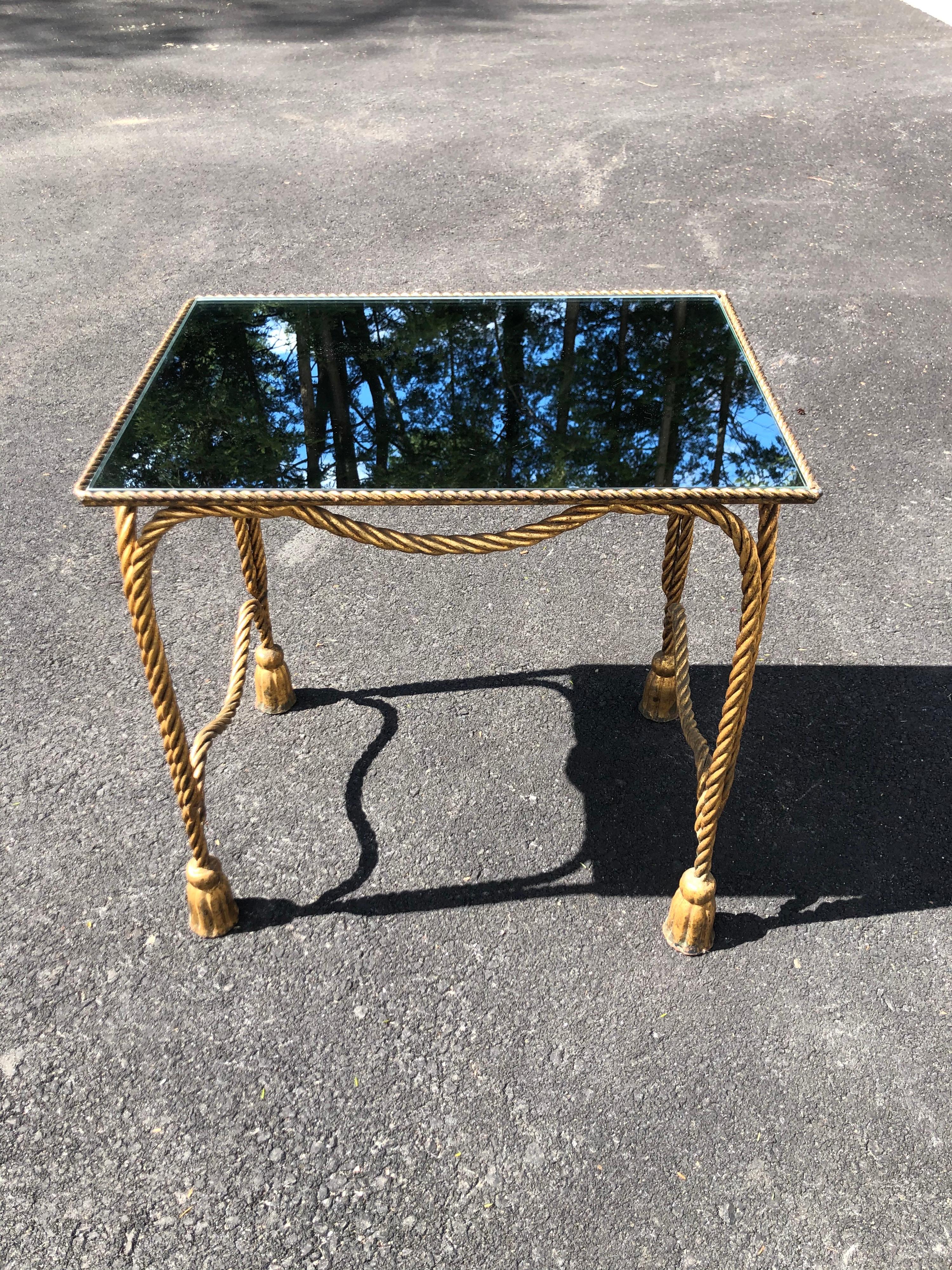 Italian Gilt Rope Design Table with Mirror Top 13