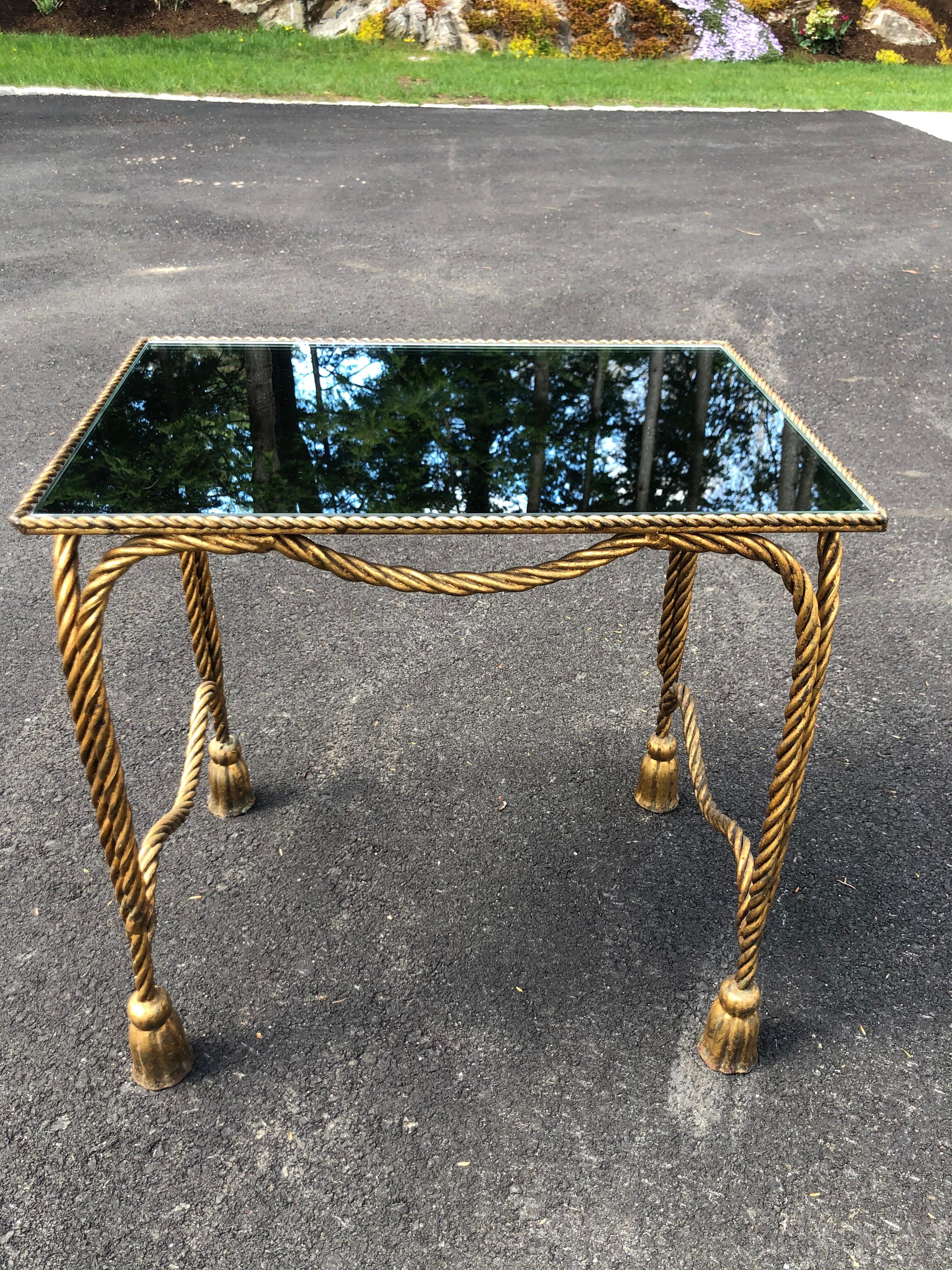 Italian Gilt Rope Design Table with Mirror Top 3