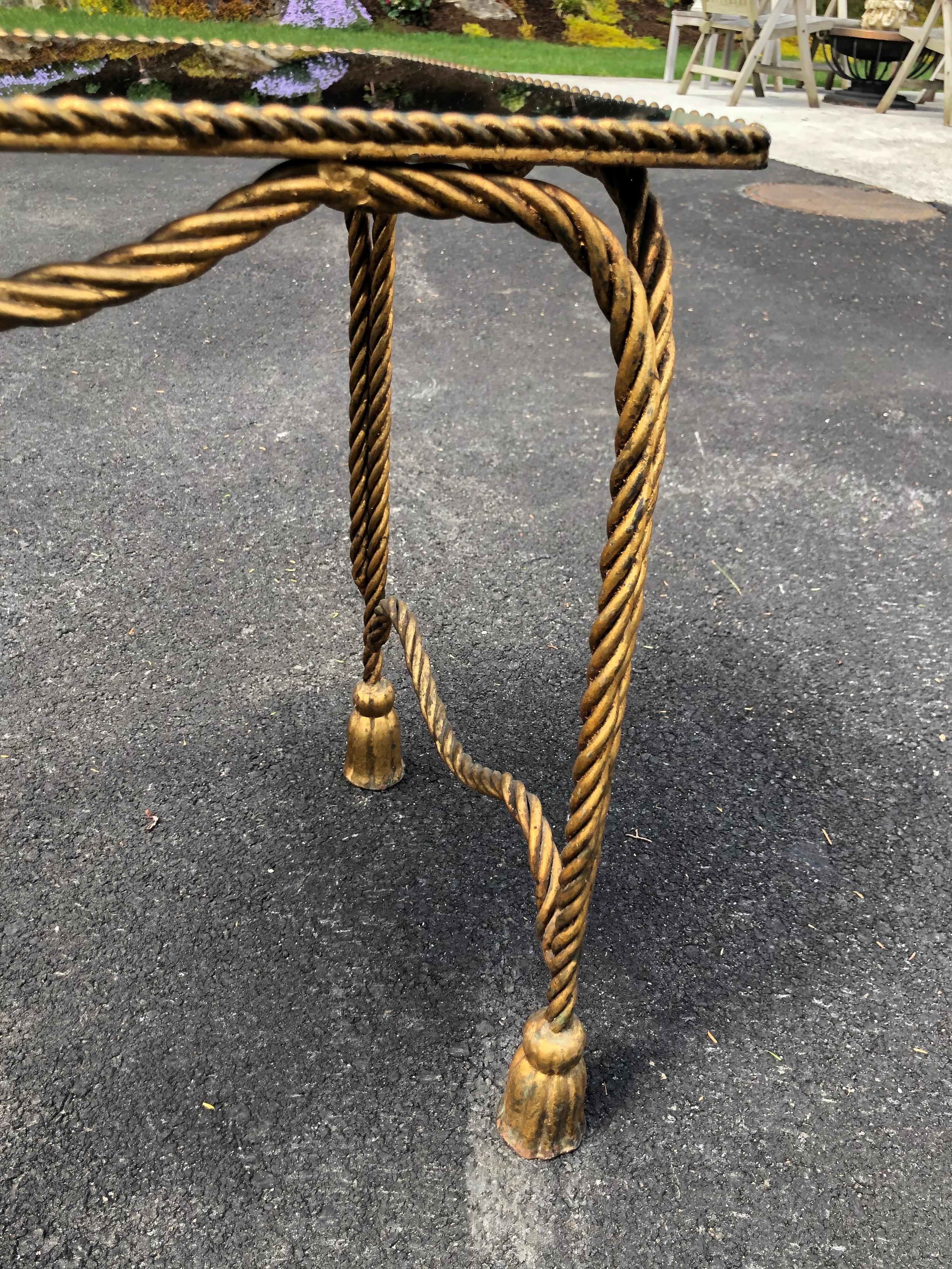 Italian Gilt Rope Design Table with Mirror Top 4