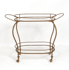 Italian Gilt Rope Form Bar Cart