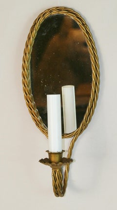 Italian Gilt Rope Mirrored Sconces a Pair