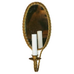 Coppia di appliques a specchio in corda dorata italiana