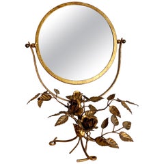 Italian Gilt Rose Dressing Table Mirror, Midcentury